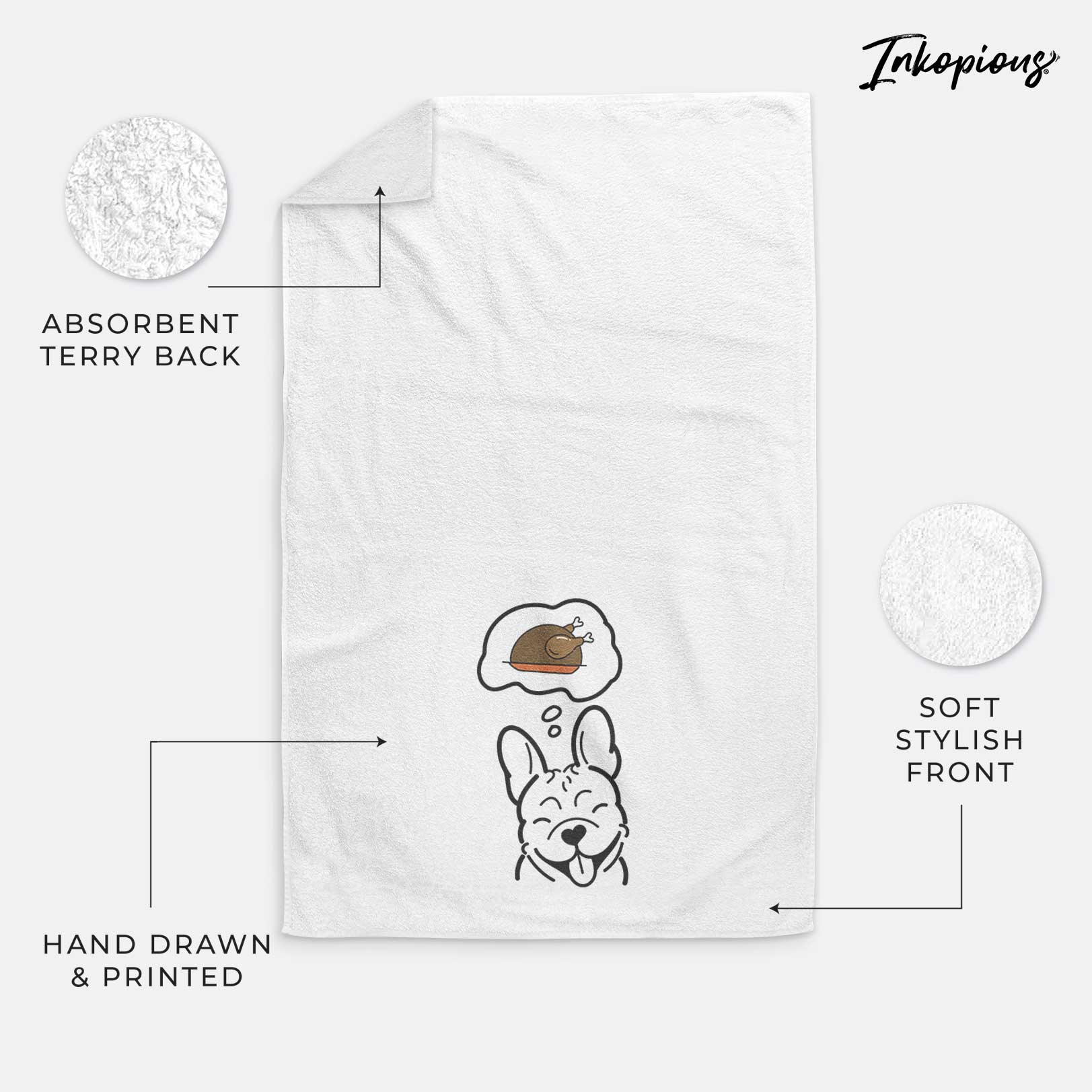 Turkey Thoughts French Bulldog - Decorative Hand Towel