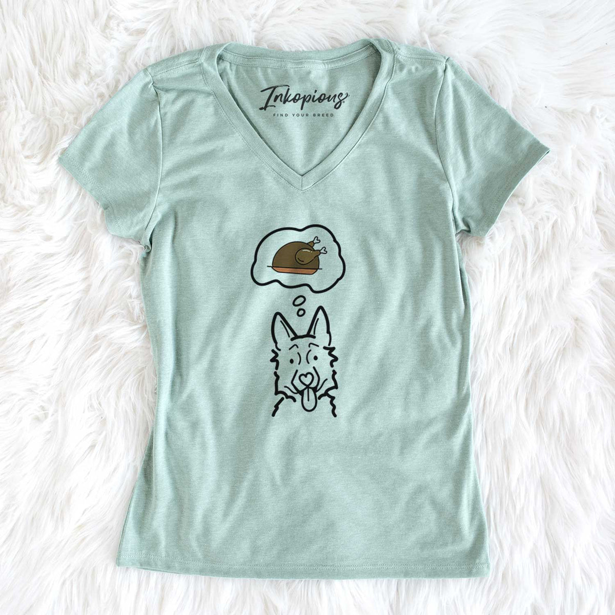 Turkey Thoughts German Shepherd - Women&#39;s V-neck Shirt