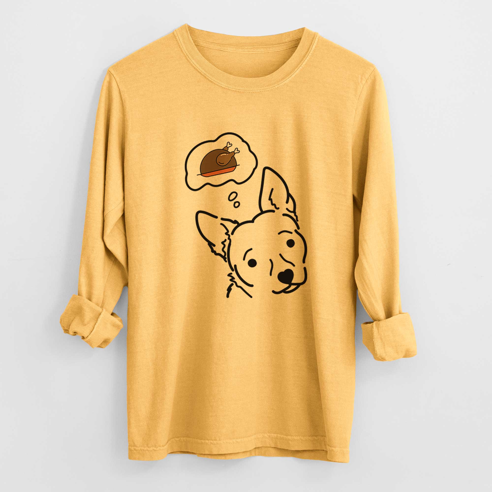 Turkey Thoughts Chihuahua Mix - GiGi - Heavyweight 100% Cotton Long Sleeve