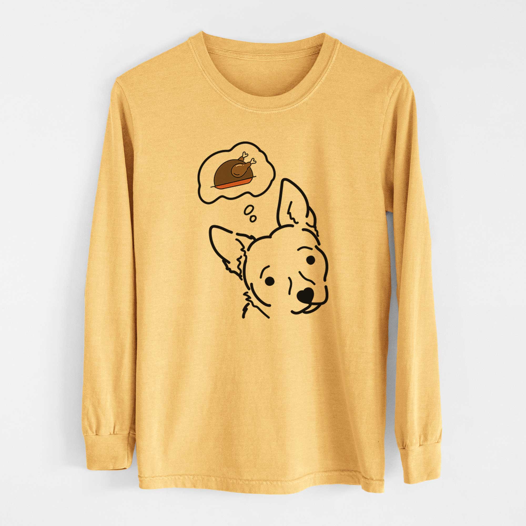 Turkey Thoughts Chihuahua Mix - GiGi - Heavyweight 100% Cotton Long Sleeve