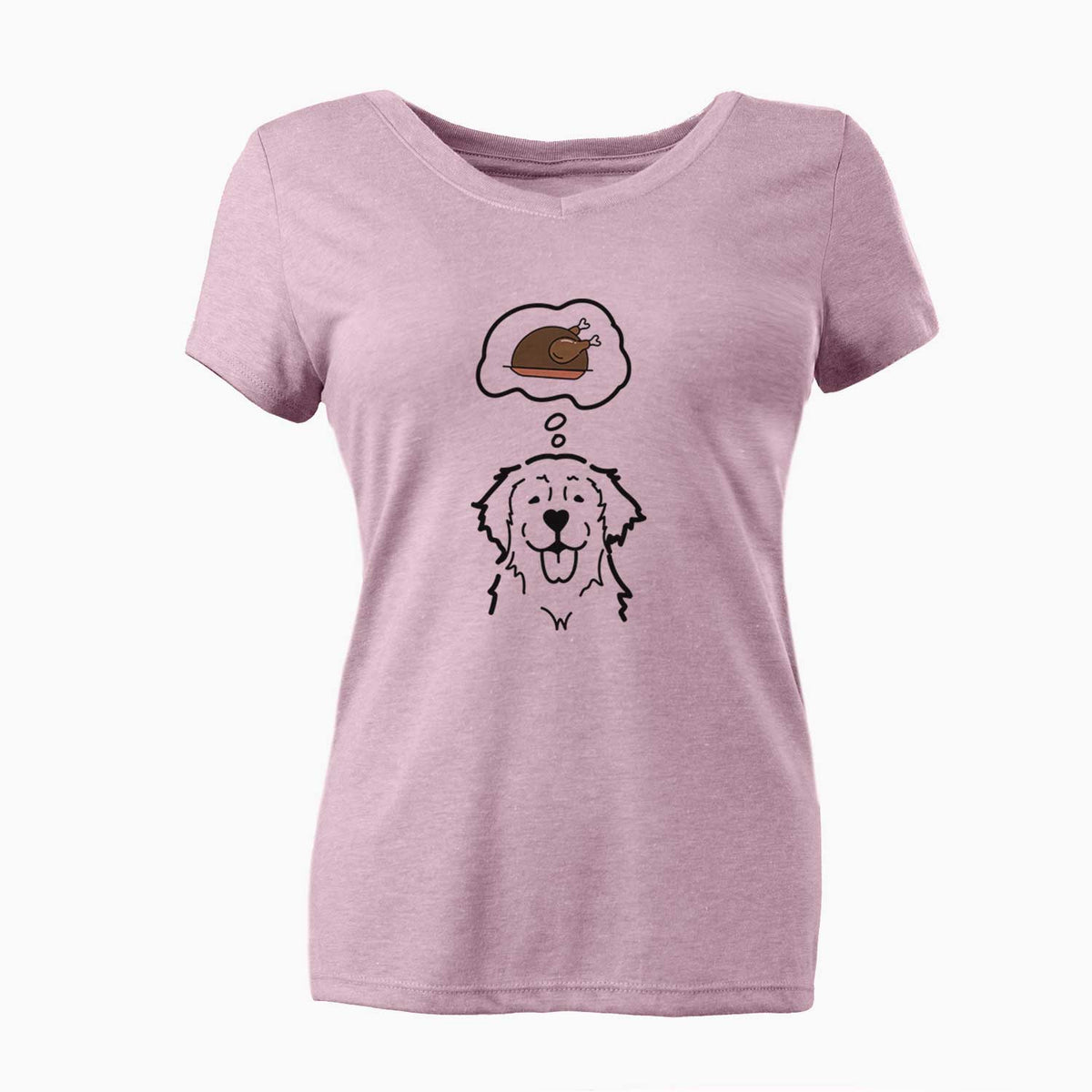 Turkey Thoughts Golden Retriever - Women's V-neck Shirt
