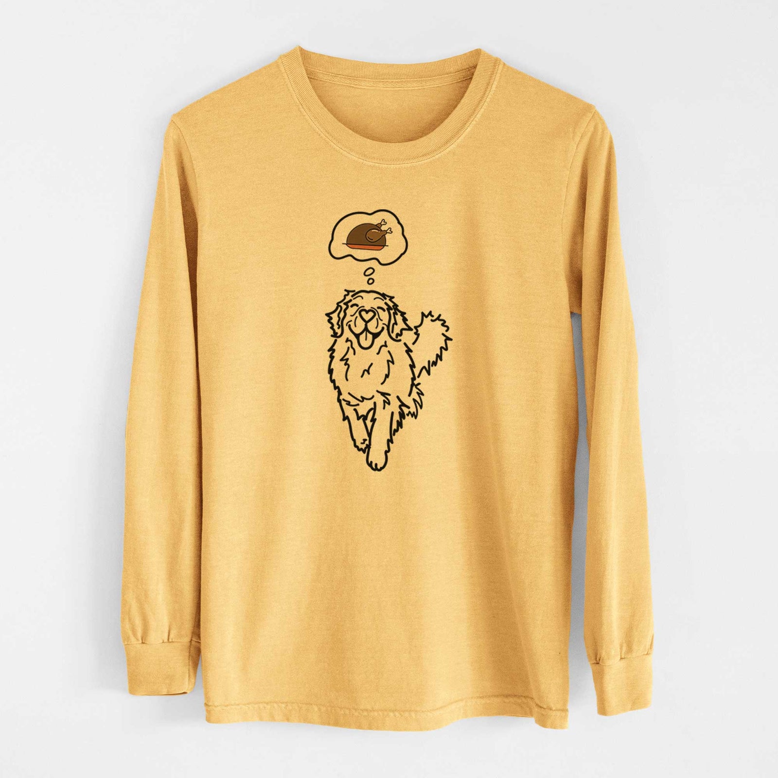 Turkey Thoughts Golden Retriever - Hamlet - Heavyweight 100% Cotton Long Sleeve