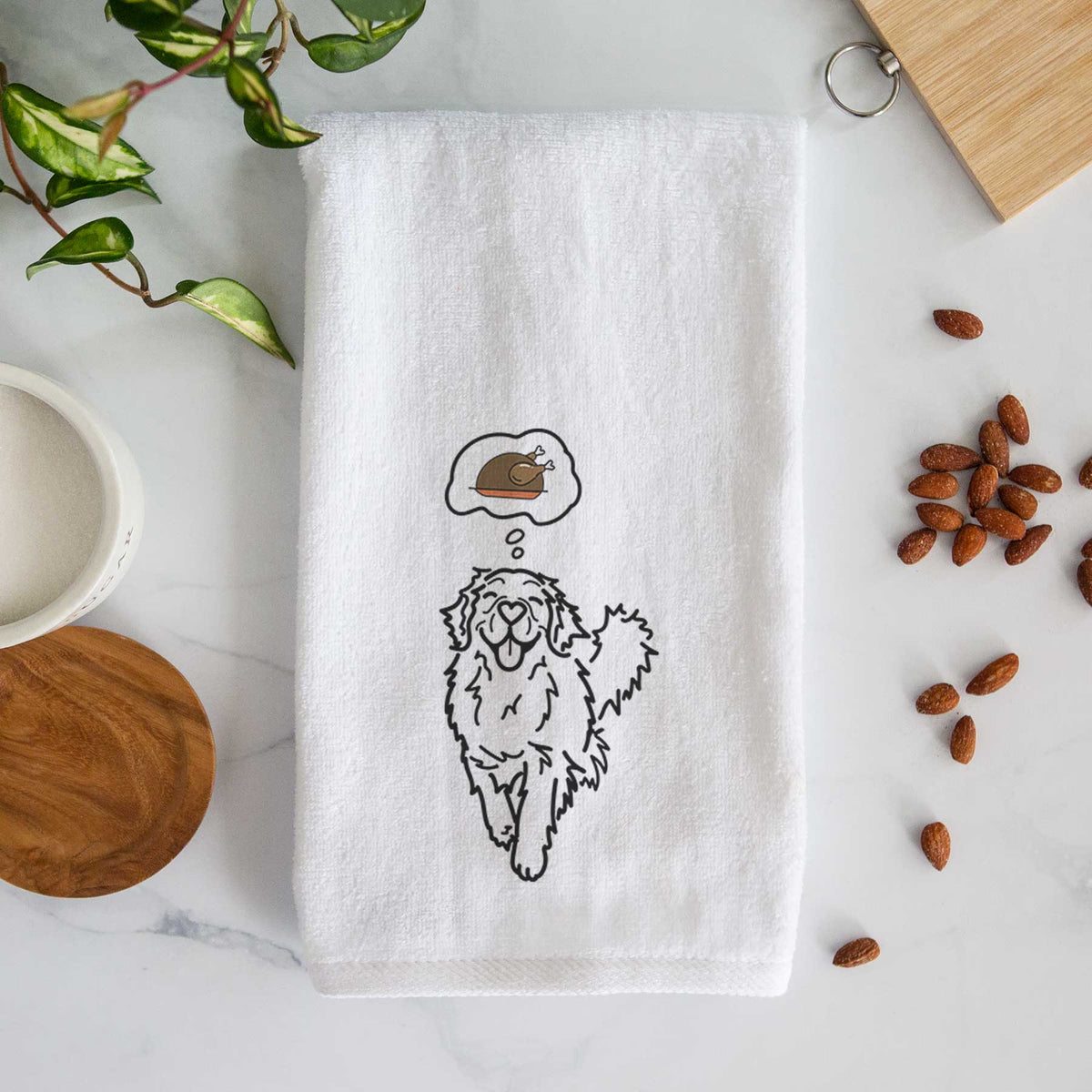 Turkey Thoughts Golden Retriever - Hamlet - Decorative Hand Towel