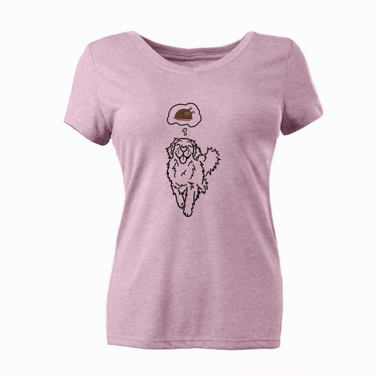 Turkey Thoughts Golden Retriever - Hamlet - Women's V-neck Shirt