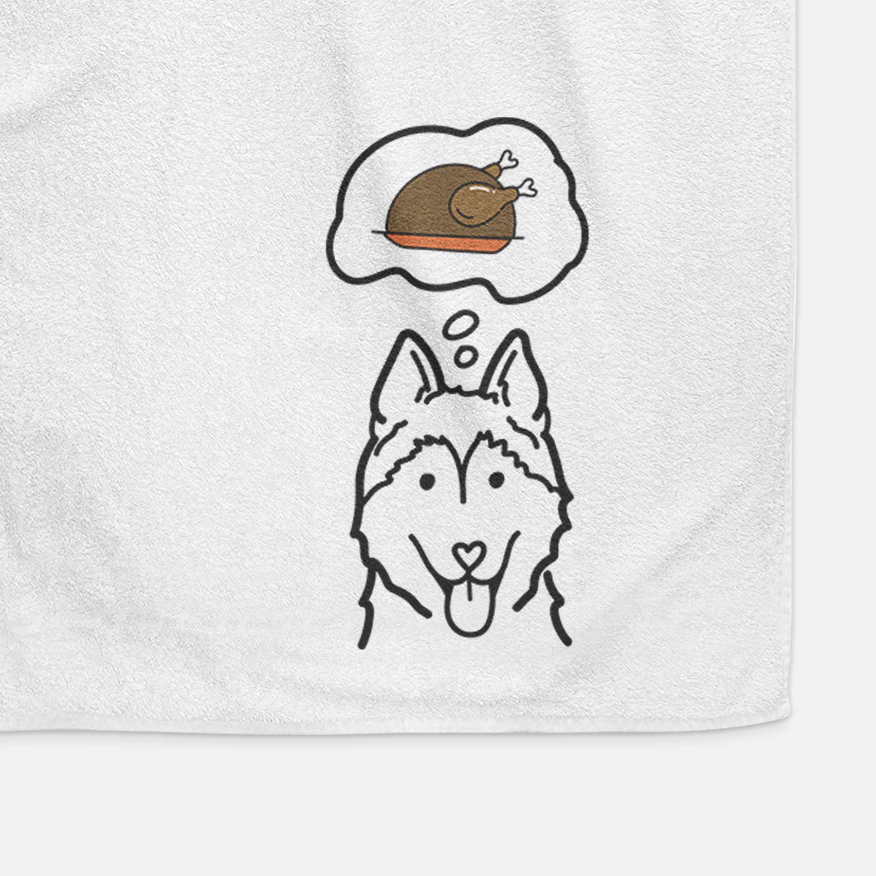 Turkey Thoughts Siberian Husky - Decorative Hand Towel