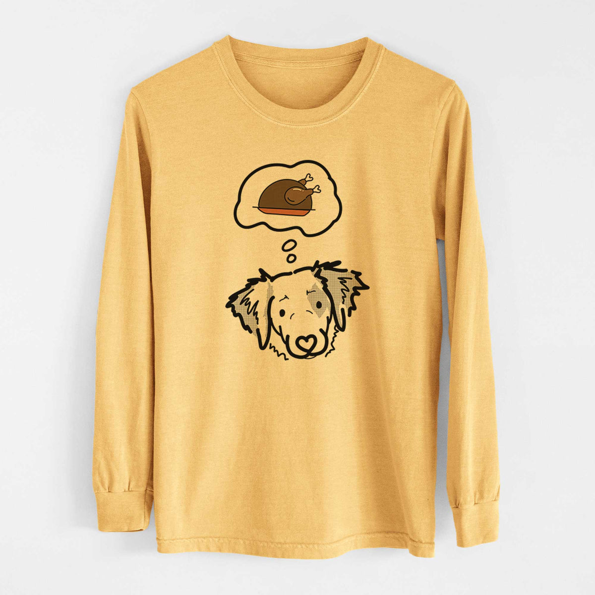 Turkey Thoughts Brittany Spaniel - Kiva - Heavyweight 100% Cotton Long Sleeve