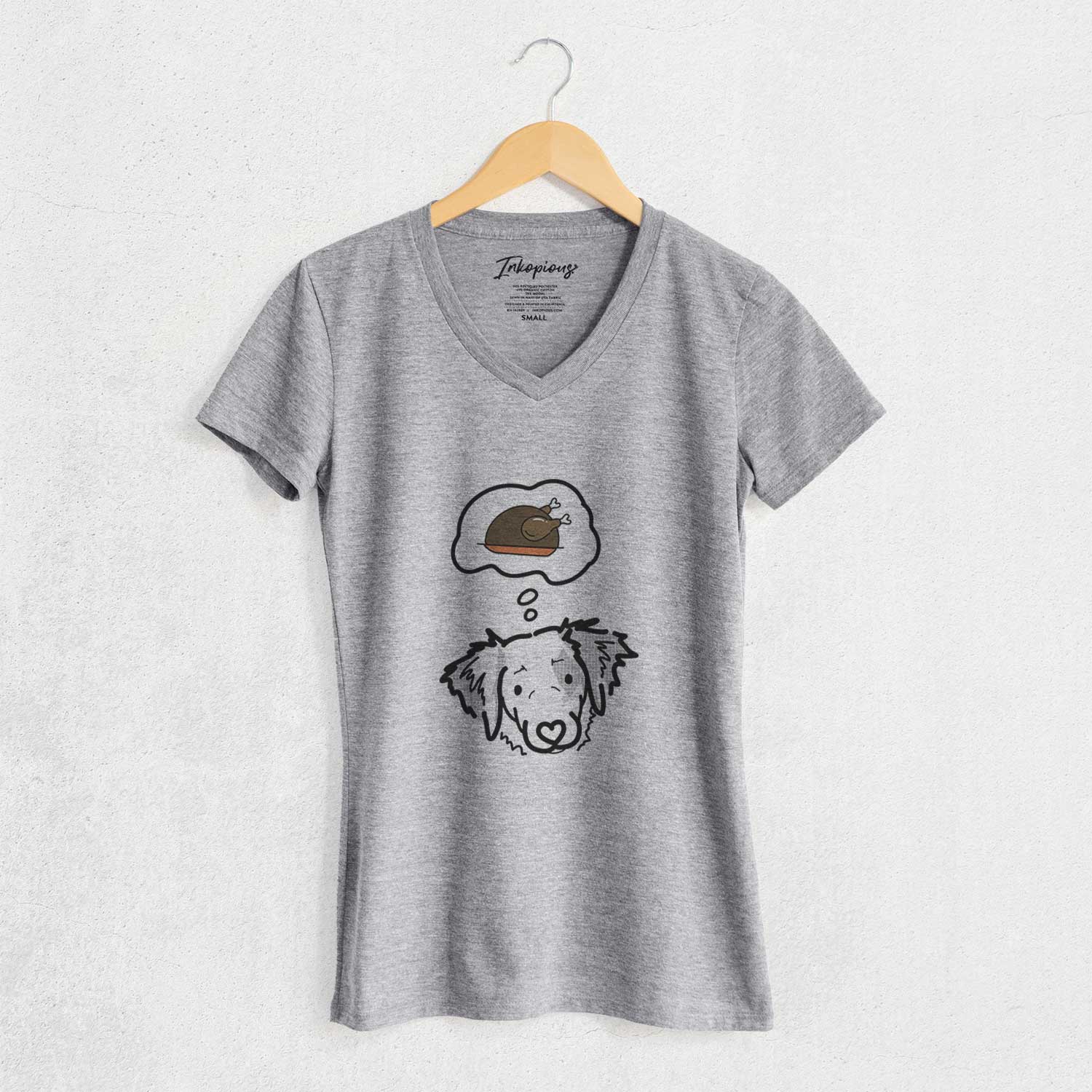 Turkey Thoughts Brittany Spaniel - Kiva - Women's V-neck Shirt