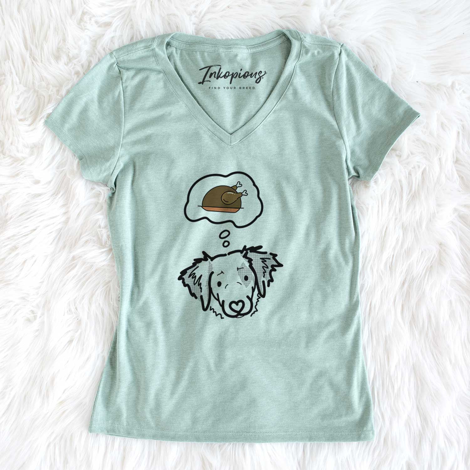Turkey Thoughts Brittany Spaniel - Kiva - Women's V-neck Shirt