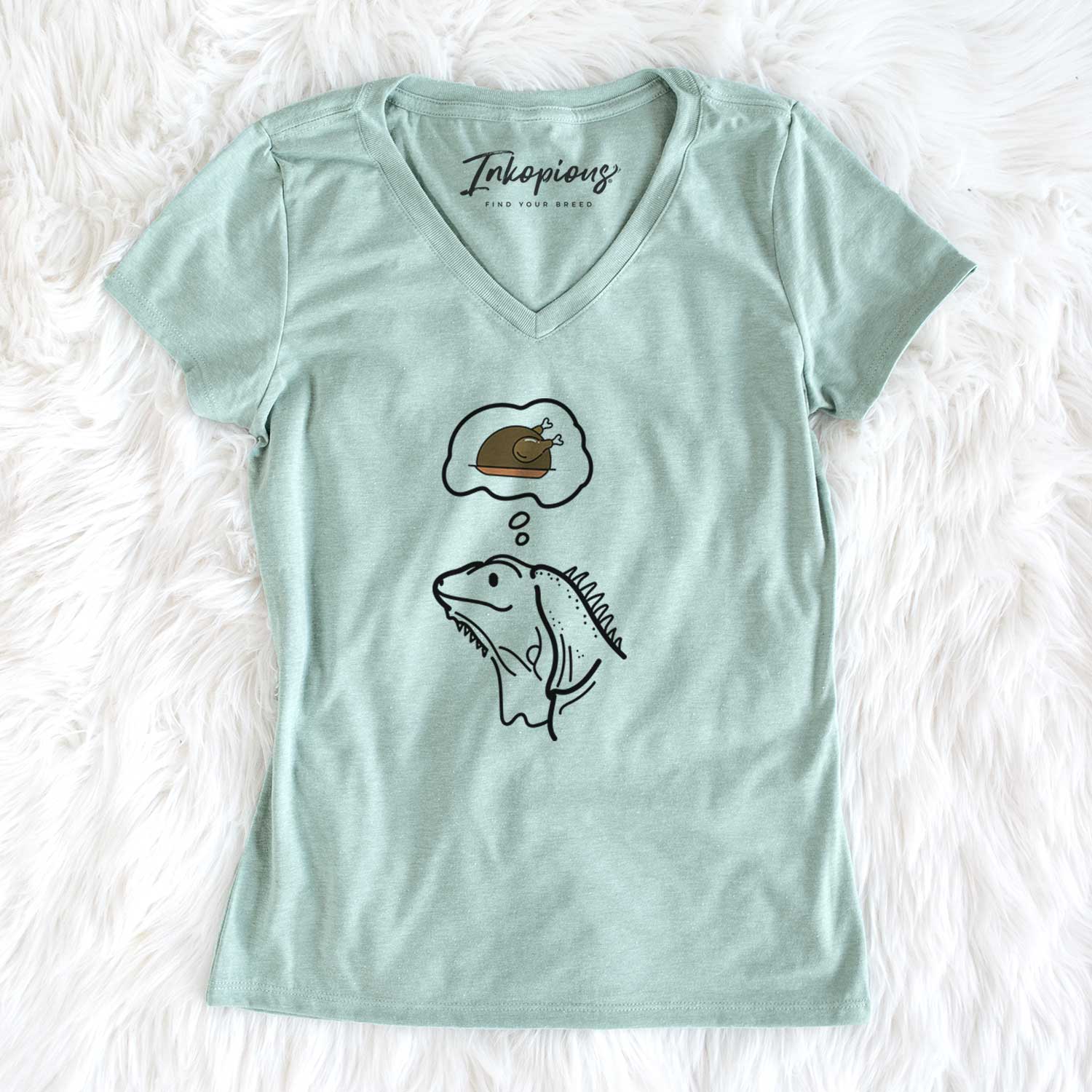 Turkey Thoughts Iguana - Louie - Women's V-neck Shirt