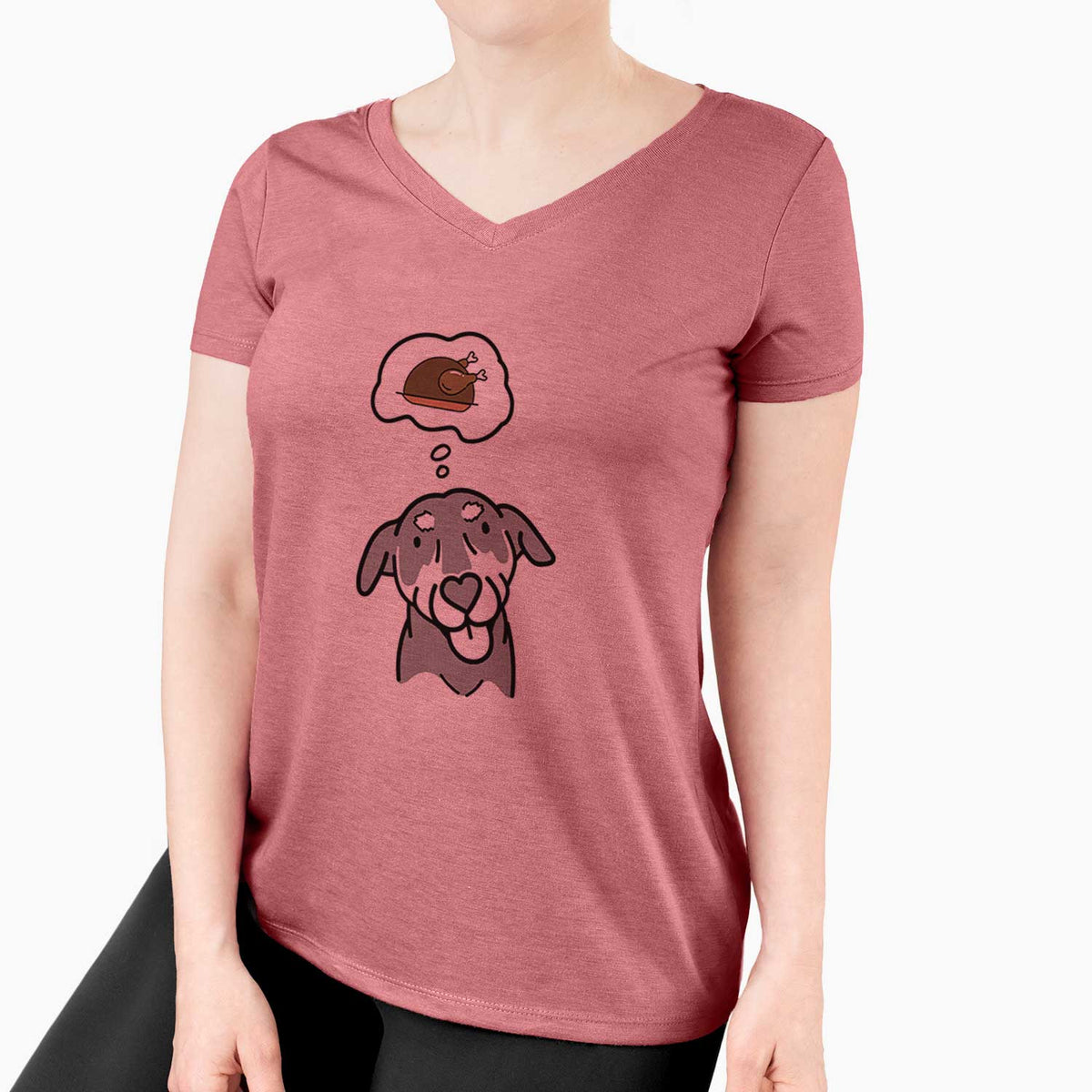 Turkey Thoughts Mixed Breed - Lousia - Women's V-neck Shirt