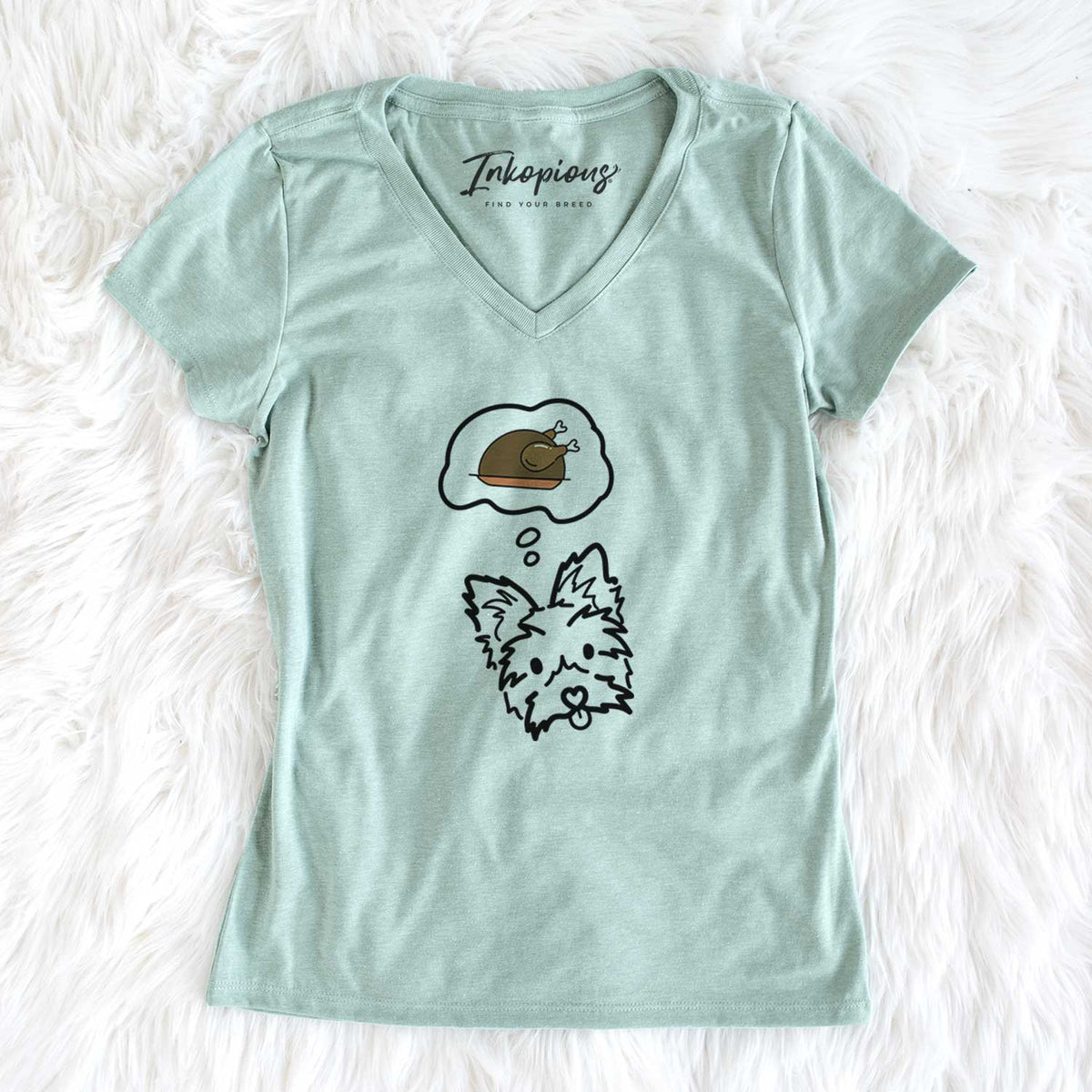Turkey Thoughts Yorkshire Terrier - Luna - Women&#39;s V-neck Shirt