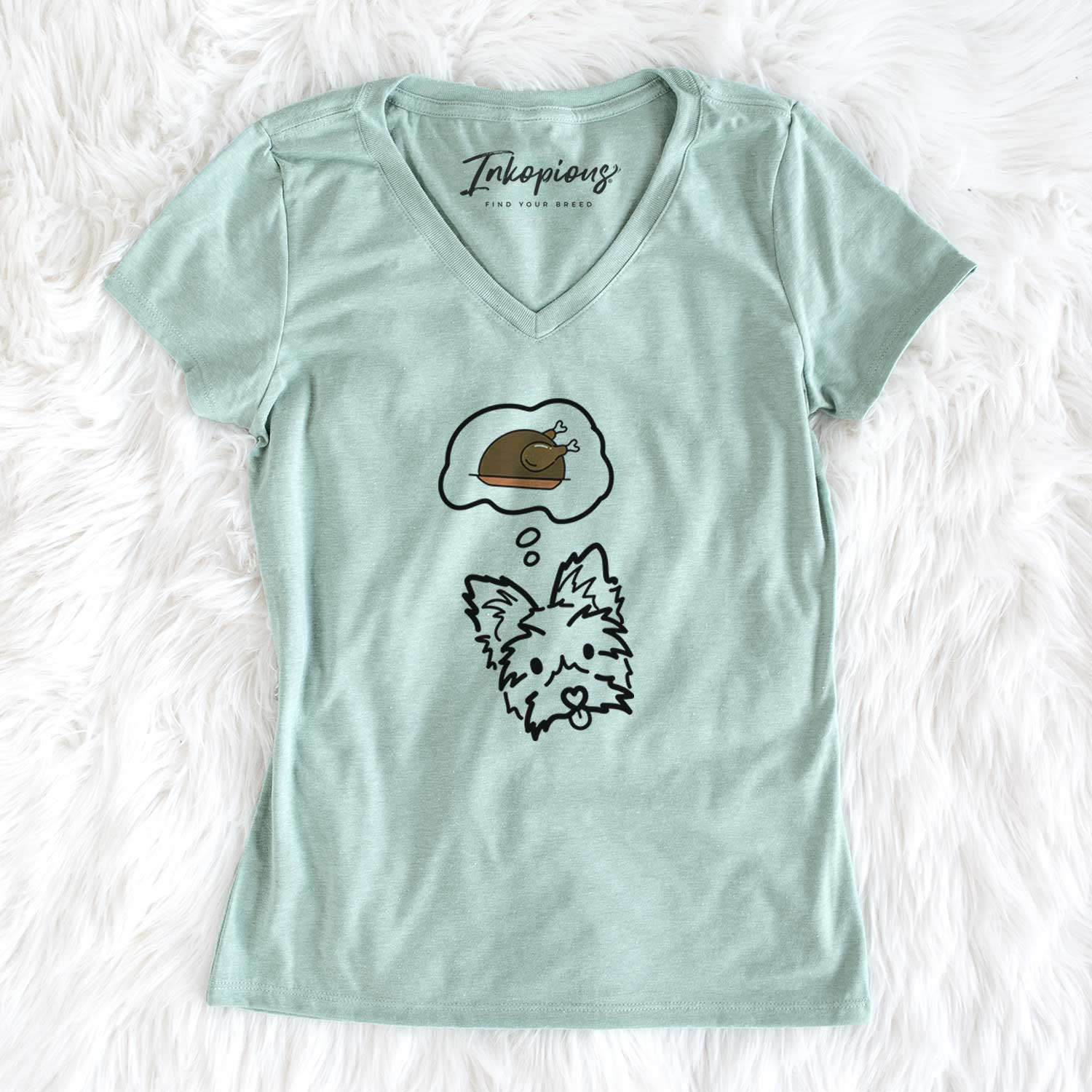 Turkey Thoughts Yorkshire Terrier - Luna - Women's V-neck Shirt