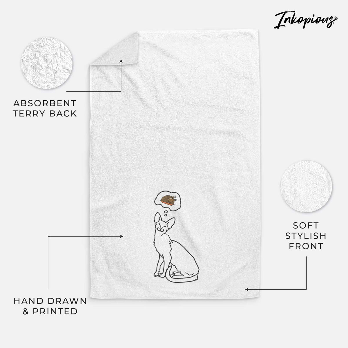 Turkey Thoughts Oriental Shorthair Cat - Lyra - Decorative Hand Towel