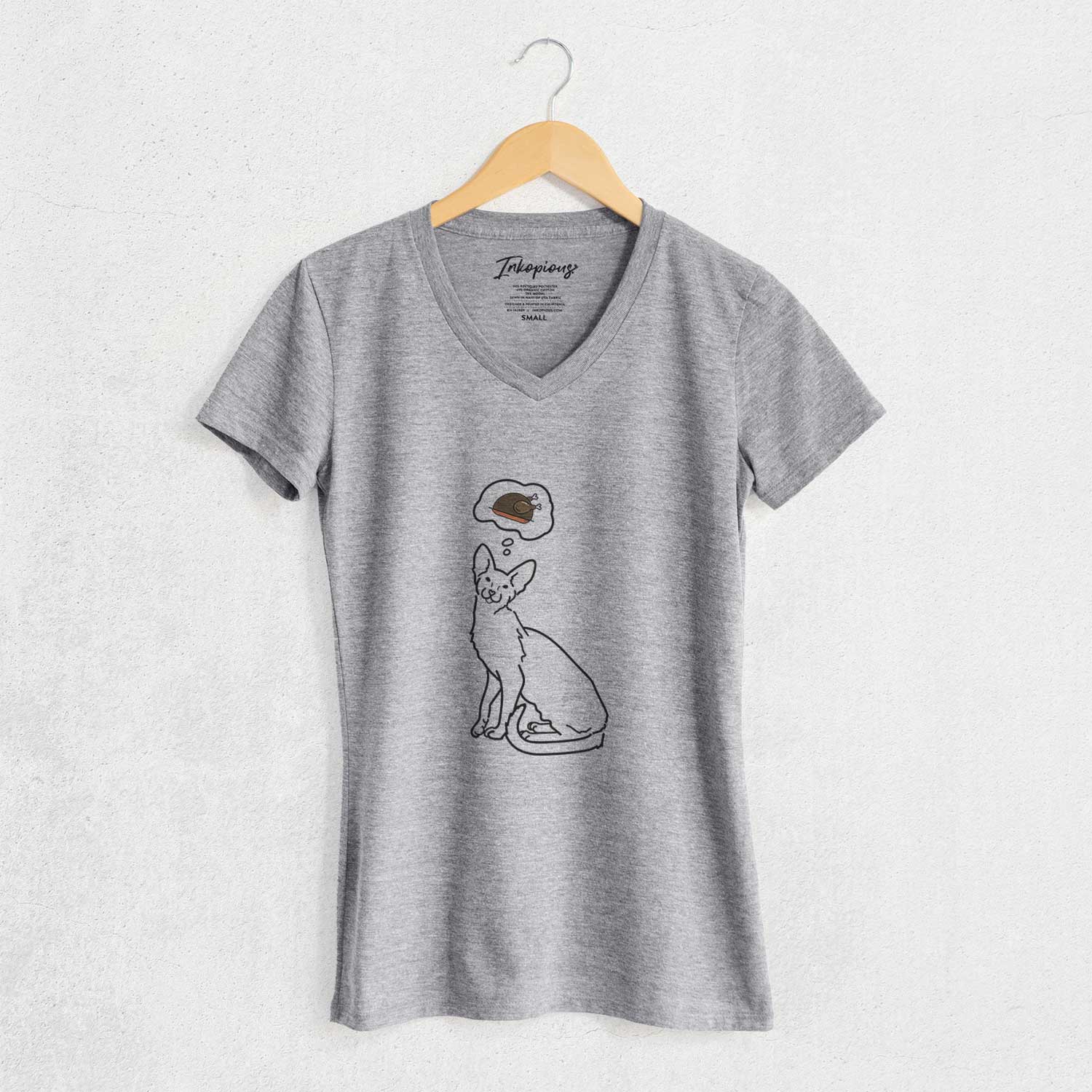 Turkey Thoughts Oriental Shorthair Cat - Lyra - Women's V-neck Shirt