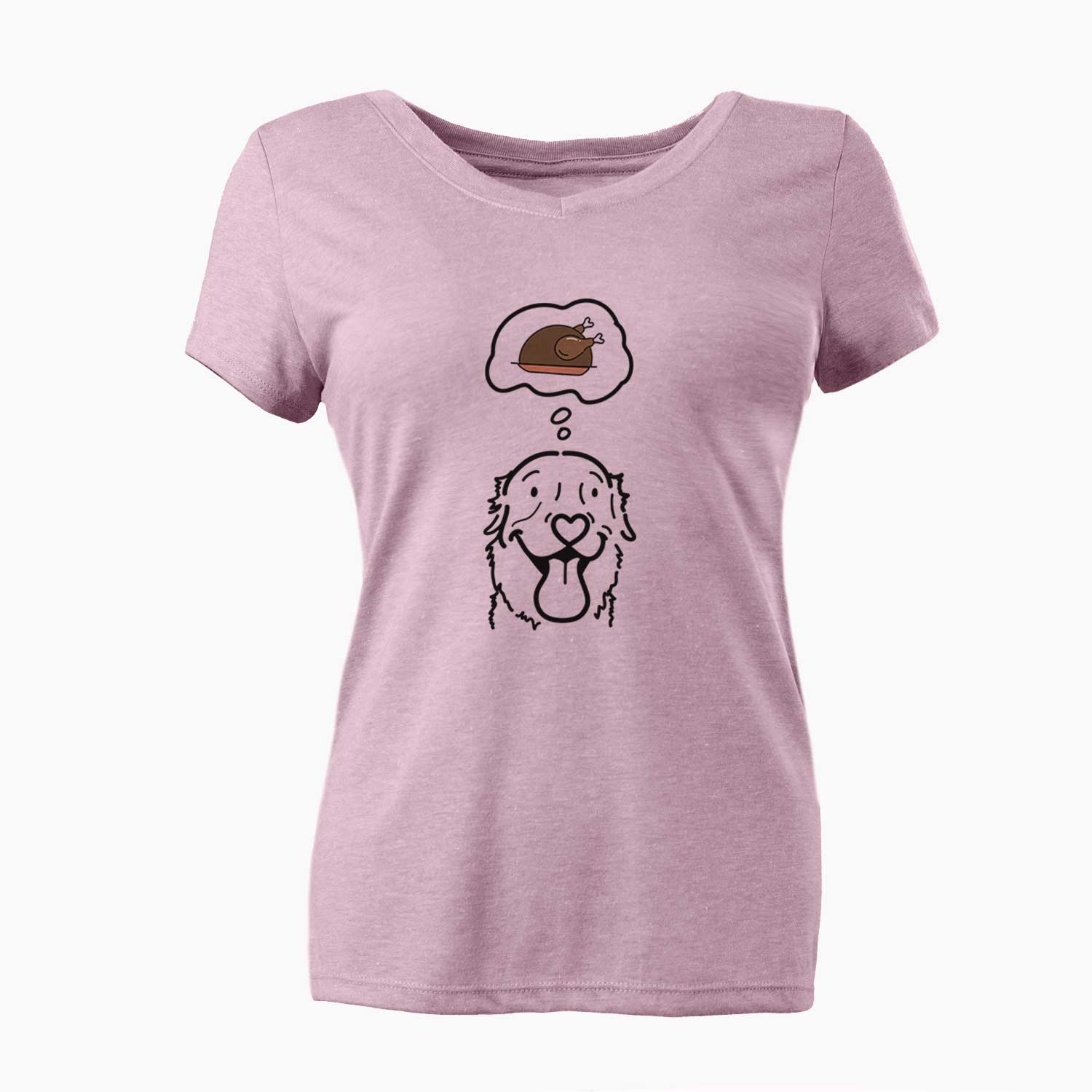 Turkey Thoughts Golden Retriever - Maple - Women's V-neck Shirt