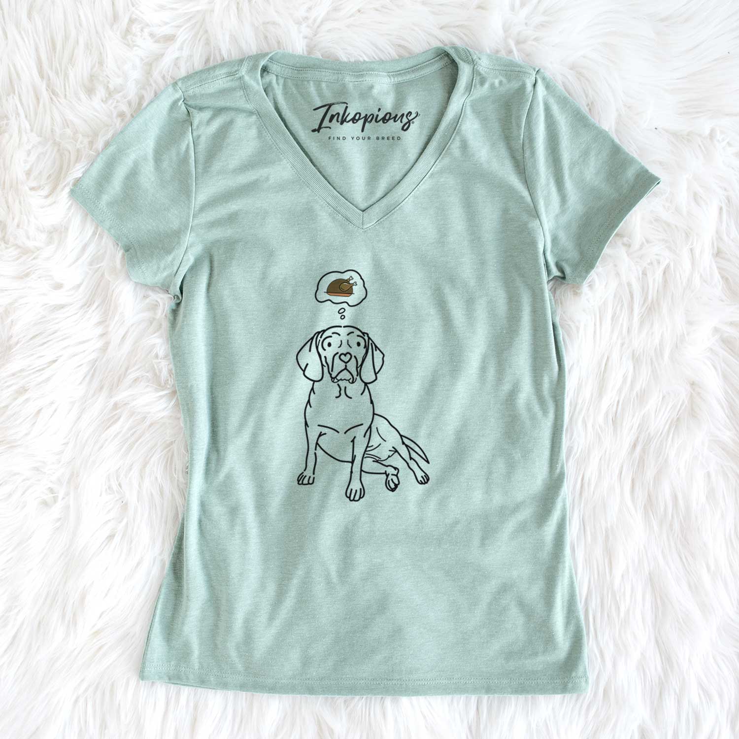 Turkey Thoughts Puggle - Mayble - Women's V-neck Shirt