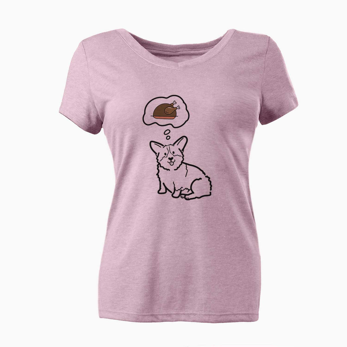 Turkey Thoughts Pembroke Welsh Corgi - Millie - Women's V-neck Shirt