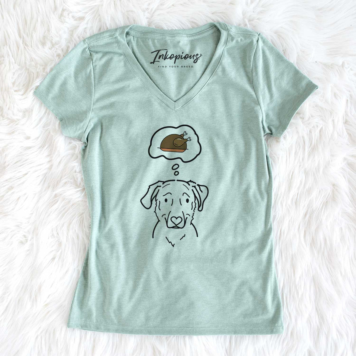 Turkey Thoughts Golden Retriever Mix - Mitzi - Women&#39;s V-neck Shirt