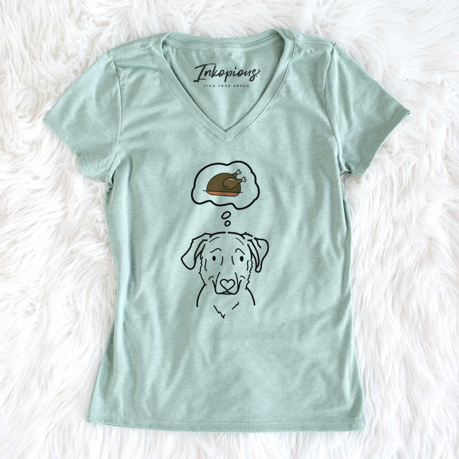 Turkey Thoughts Golden Retriever Mix - Mitzi - Women's V-neck Shirt