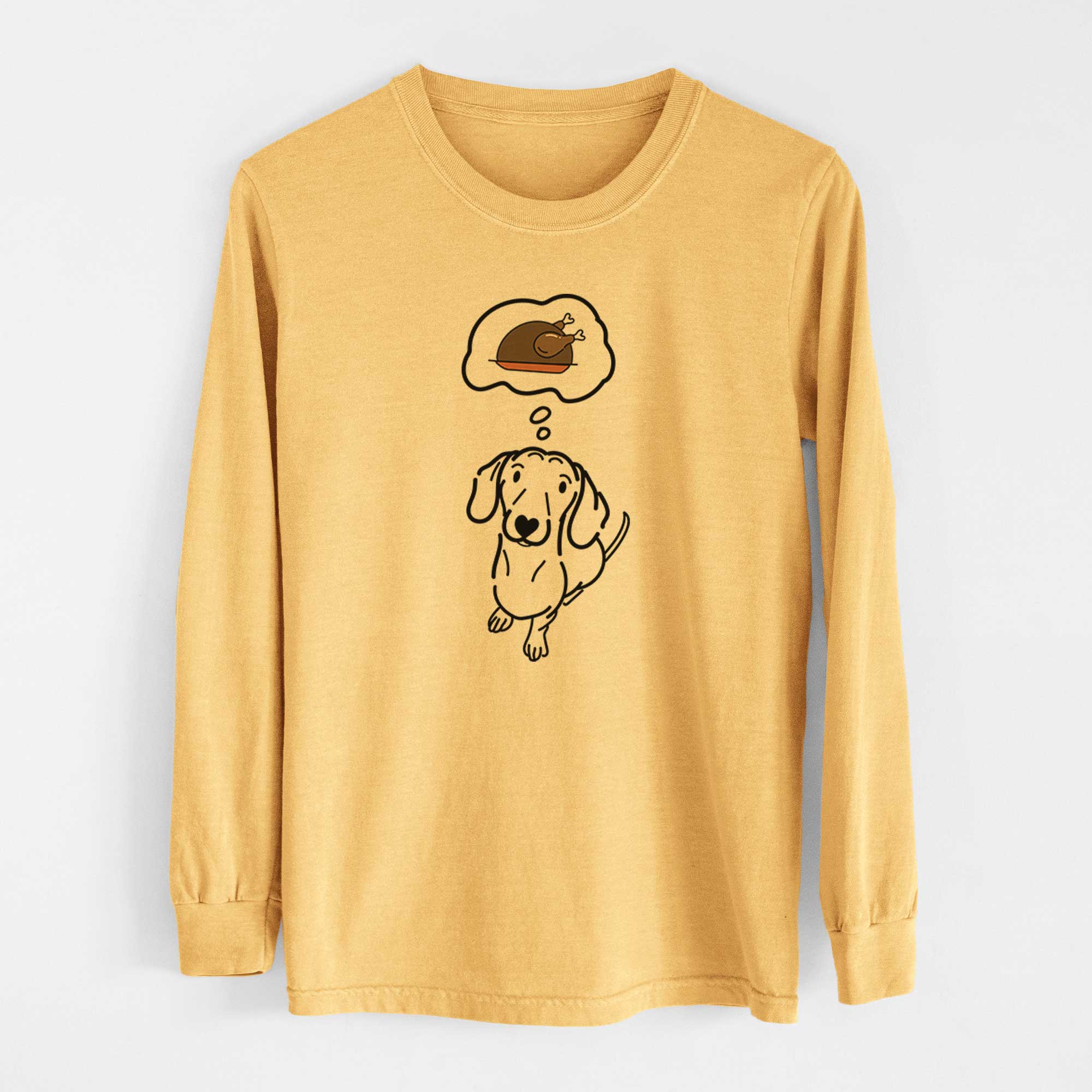 Turkey Thoughts Dachshund - Moxie - Heavyweight 100% Cotton Long Sleeve