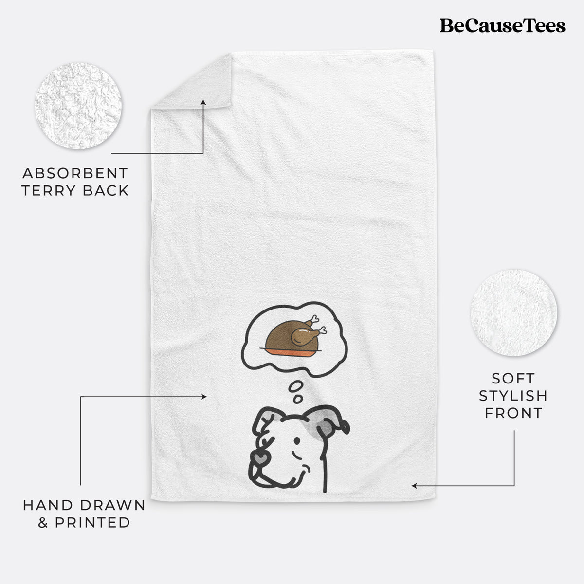 Turkey Thoughts Pitbull Mix - Mr. Sir - Decorative Hand Towel