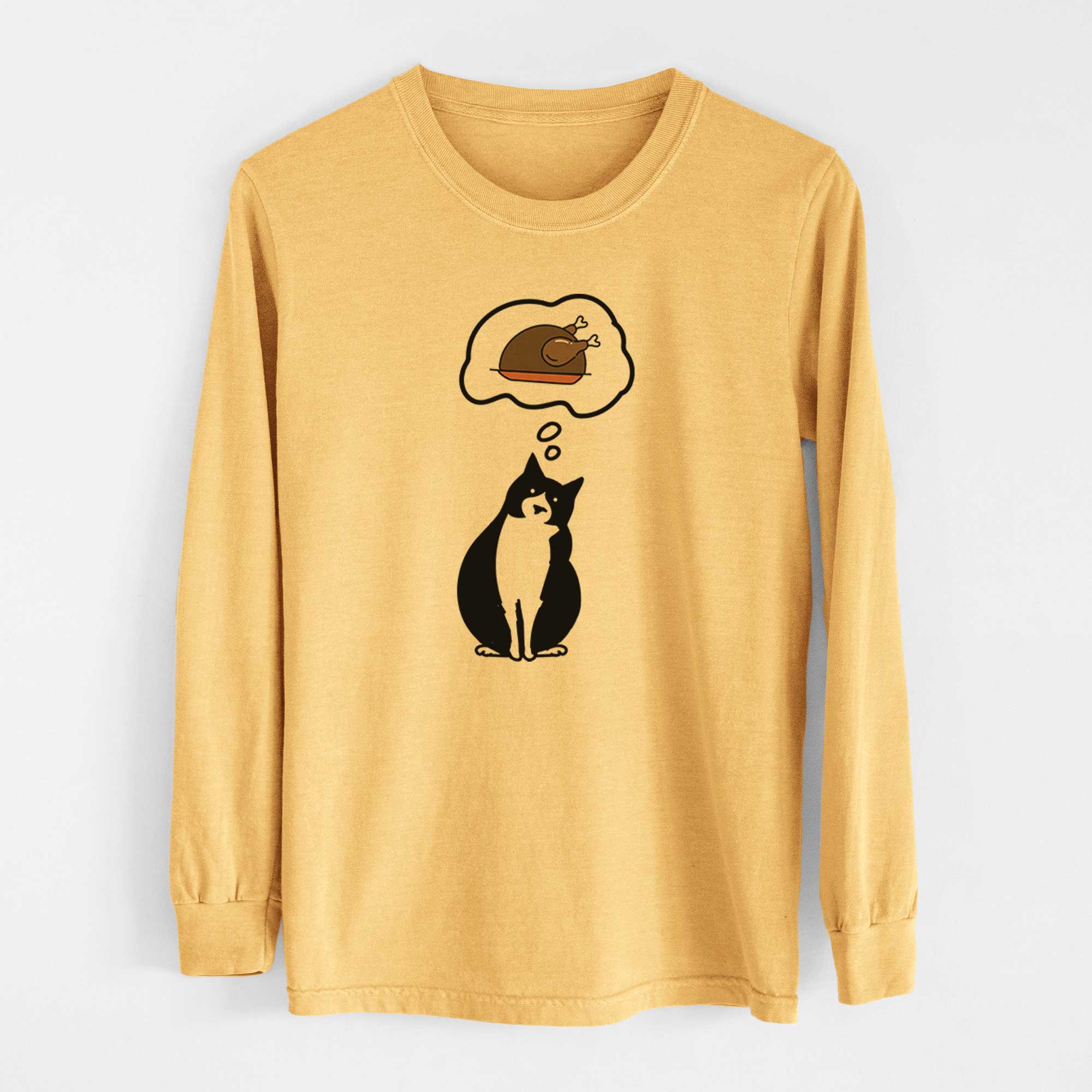 Turkey Thoughs Tuxedo Cat - Oliver - Heavyweight 100% Cotton Long Sleeve