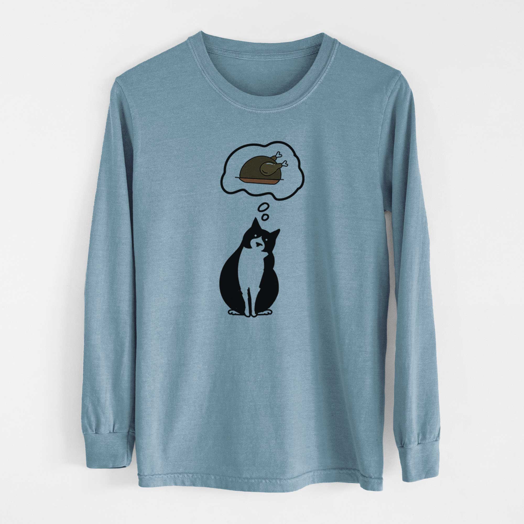 Turkey Thoughs Tuxedo Cat - Oliver - Heavyweight 100% Cotton Long Sleeve