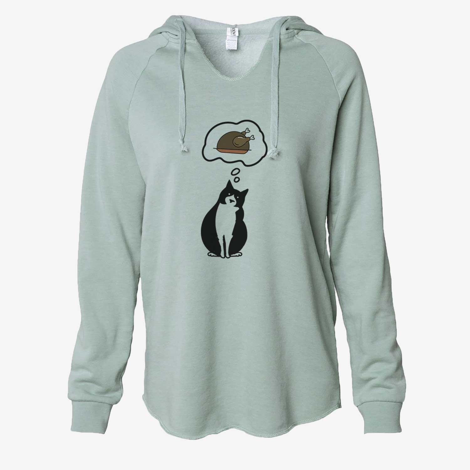 Turkey Thoughts Tuxedo Cat - Oliver - Cali Wave Hooded Sweatshirt