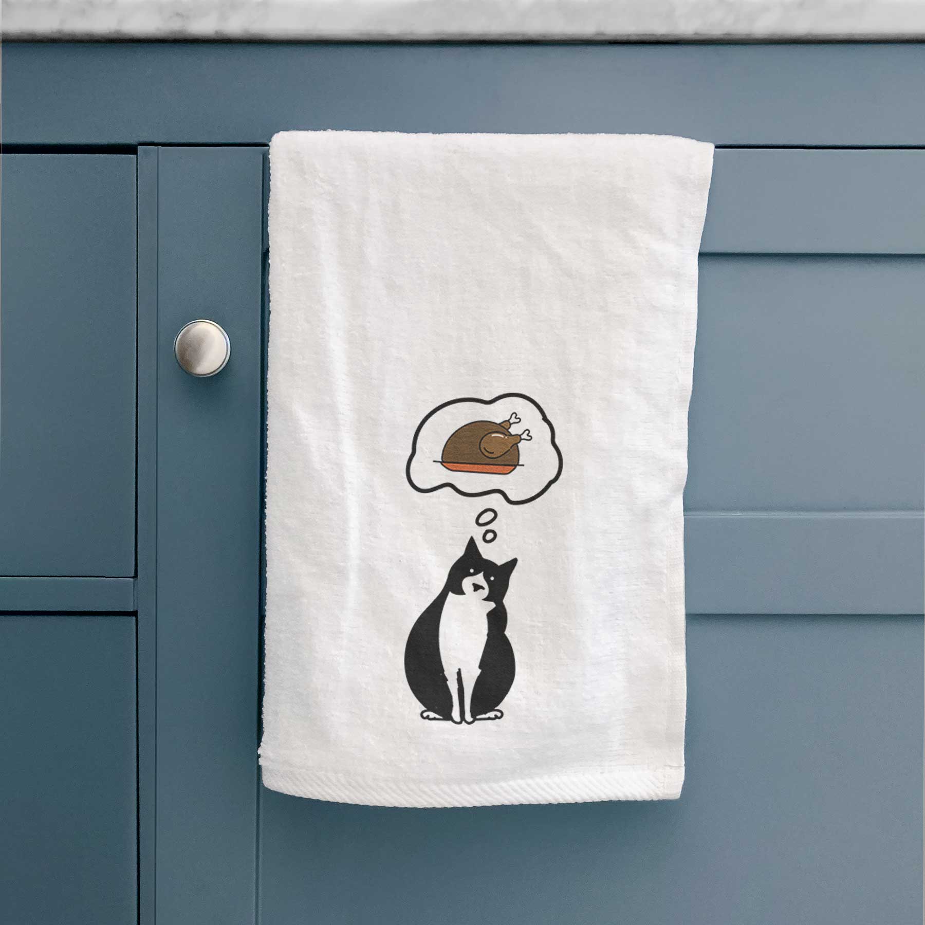 Turkey Thoughts Tuxedo Cat - Oliver - Decorative Hand Towel