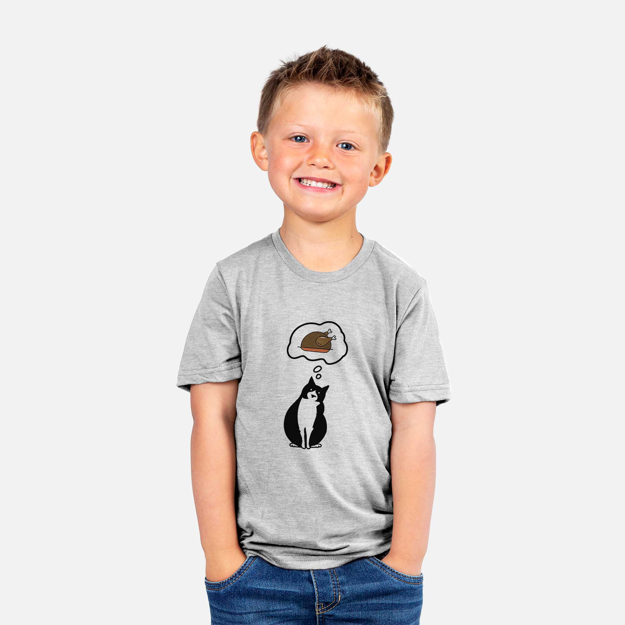 Turkey Thoughts Tuxedo Cat - Oliver - Kids/Youth/Toddler Shirt