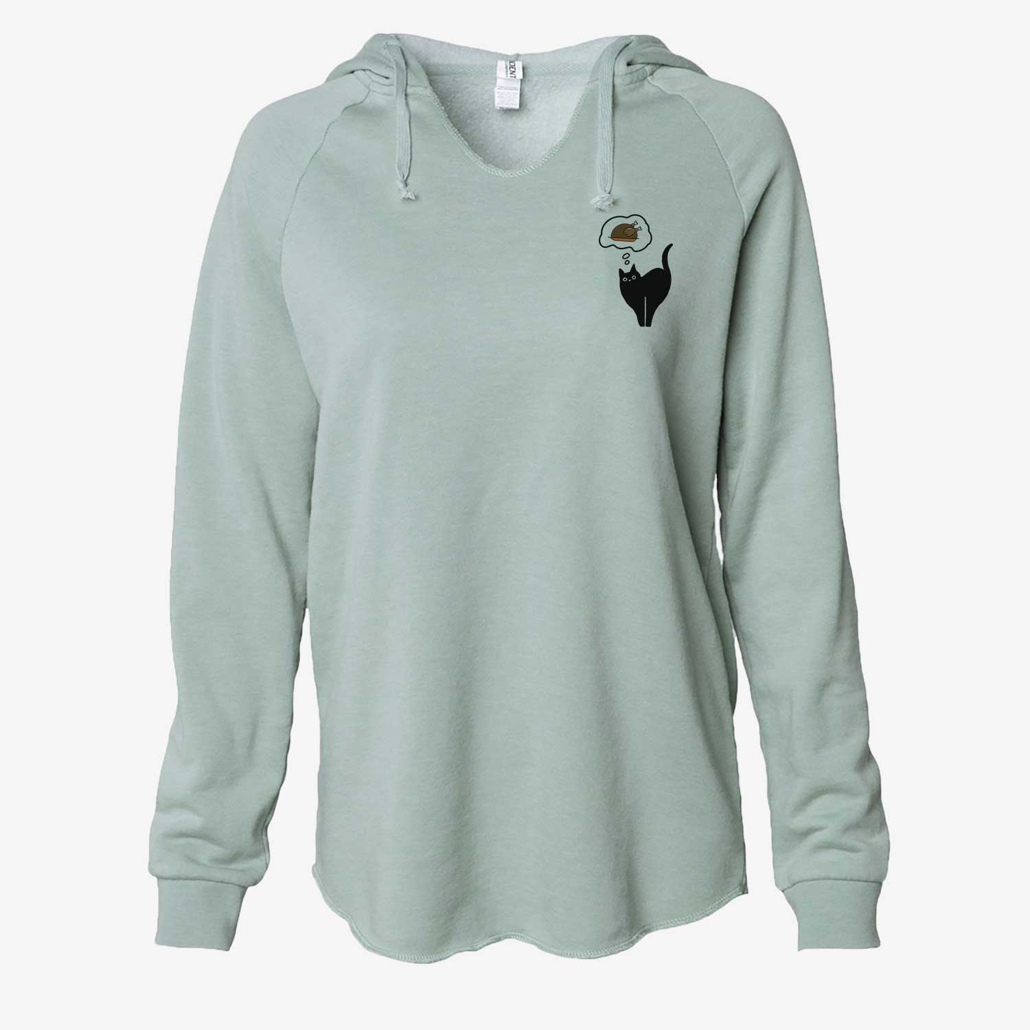 Turkey Thoughts Black Cat - Bella - Cali Wave Hooded Sweatshirt