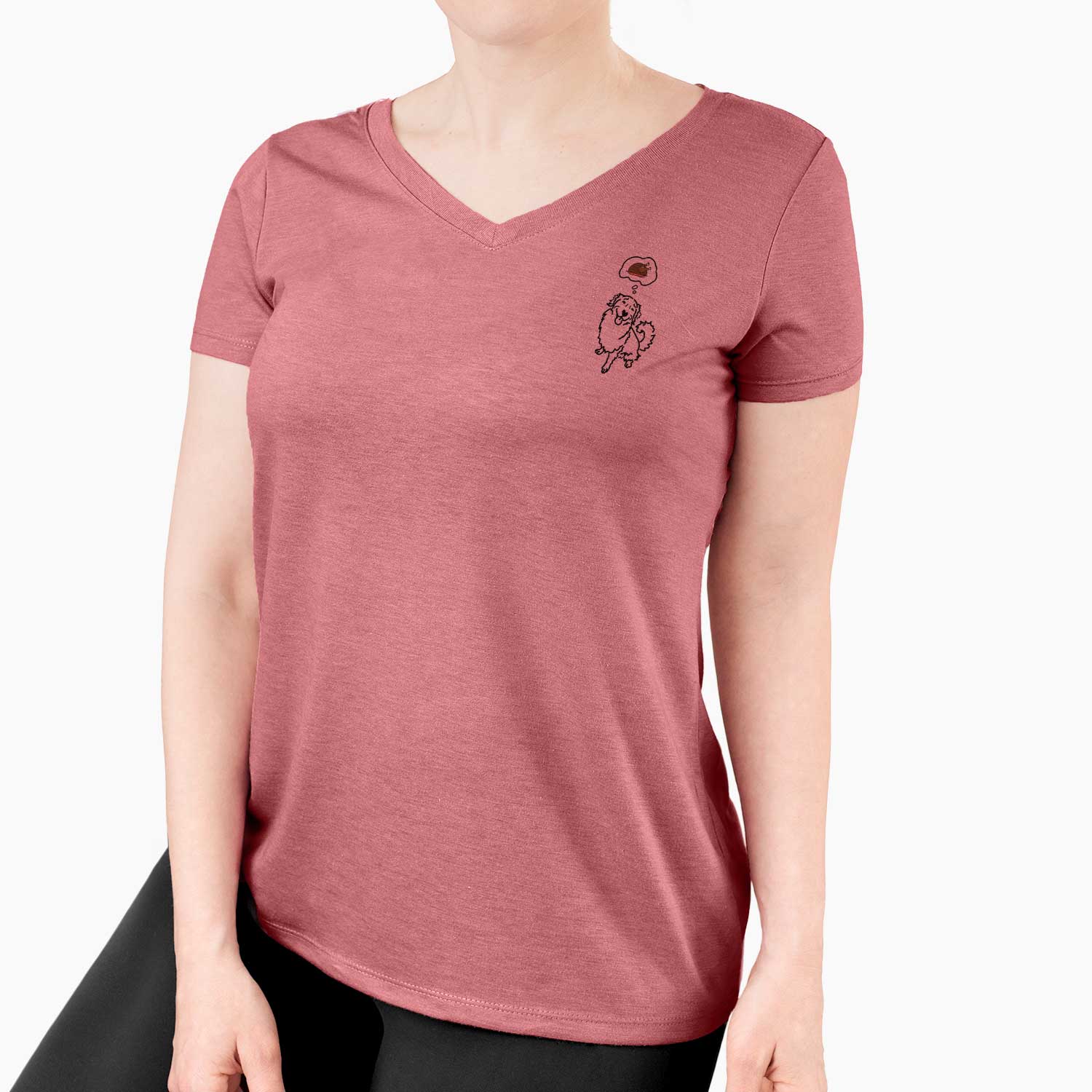 Turkey Thoughts Golden Retriever - Brinkley - Women's V-neck Shirt