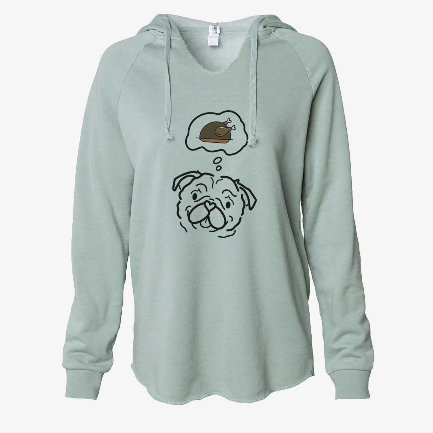 Turkey Thoughts Pug - Pip - Cali Wave Hooded Sweatshirt