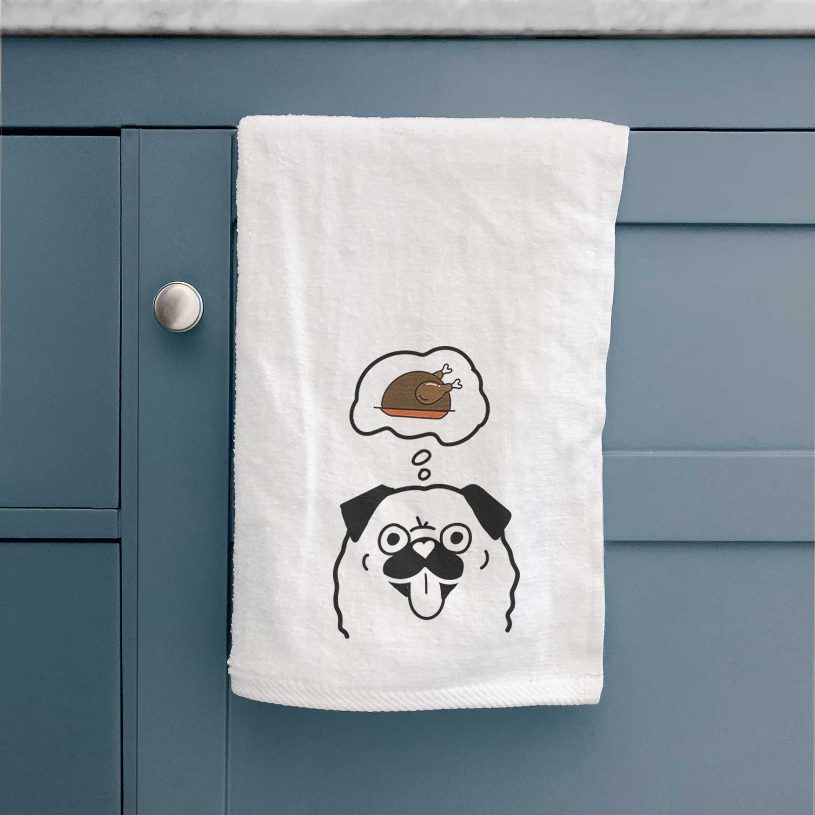 Turkey Thoughts Pug - Decorative Hand Towel