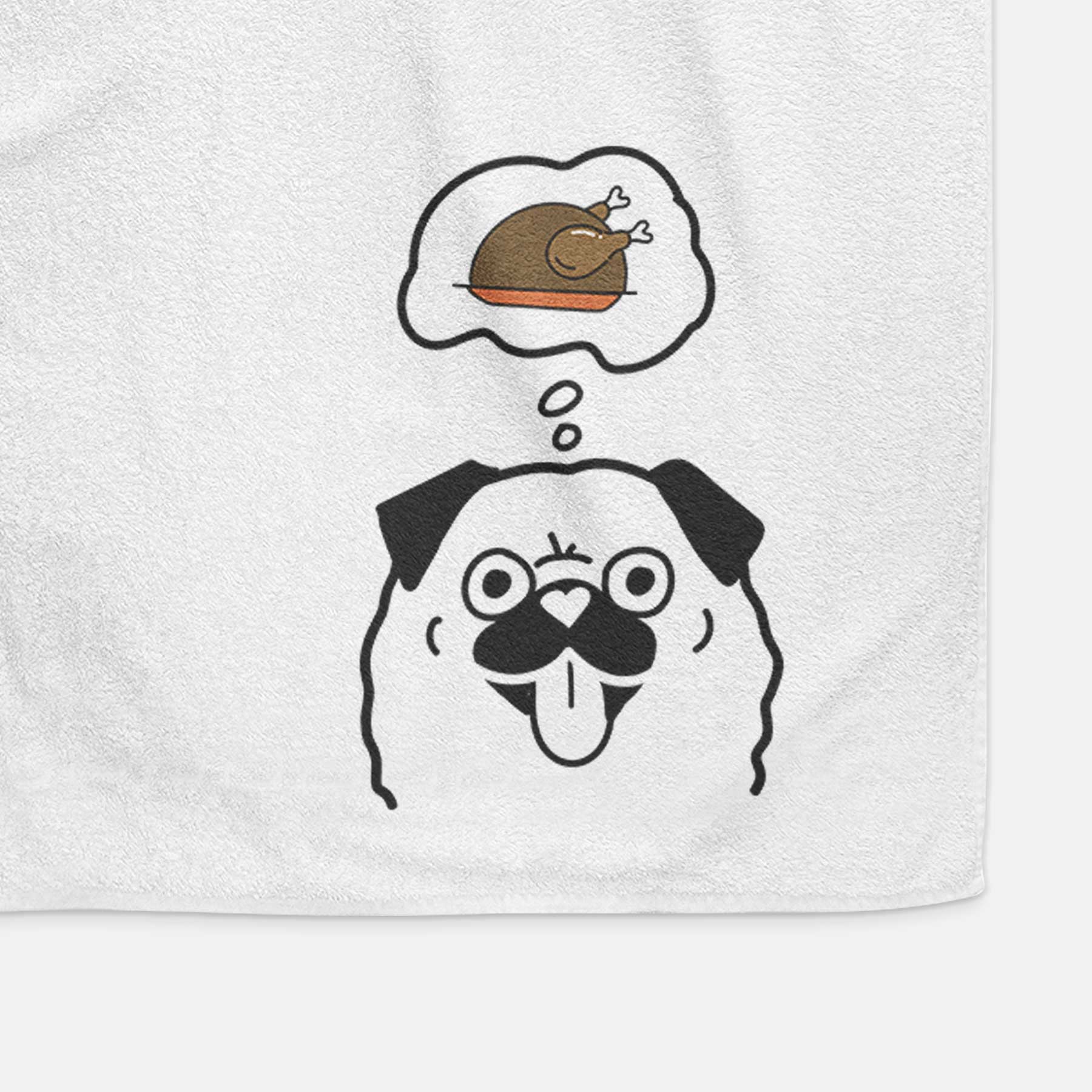 Turkey Thoughts Pug - Decorative Hand Towel