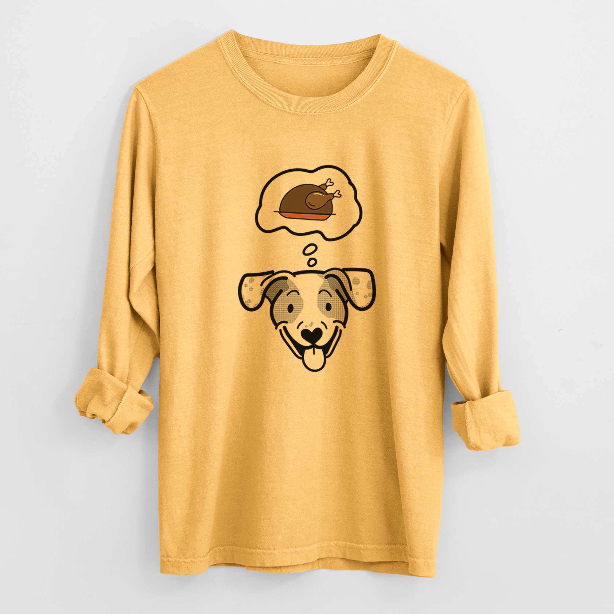 Turkey Thoughts Beagle Mix - Roland - Heavyweight 100% Cotton Long Sleeve