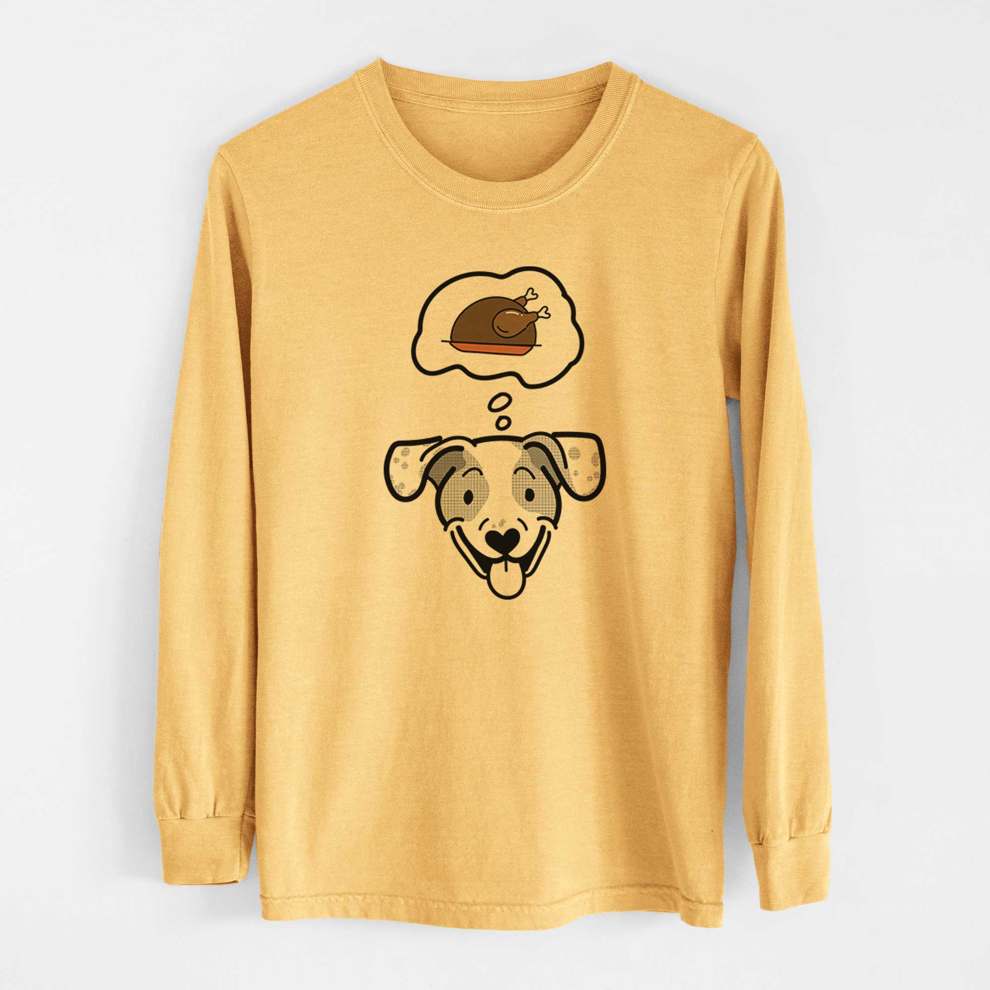 Turkey Thoughts Beagle Mix - Roland - Heavyweight 100% Cotton Long Sleeve