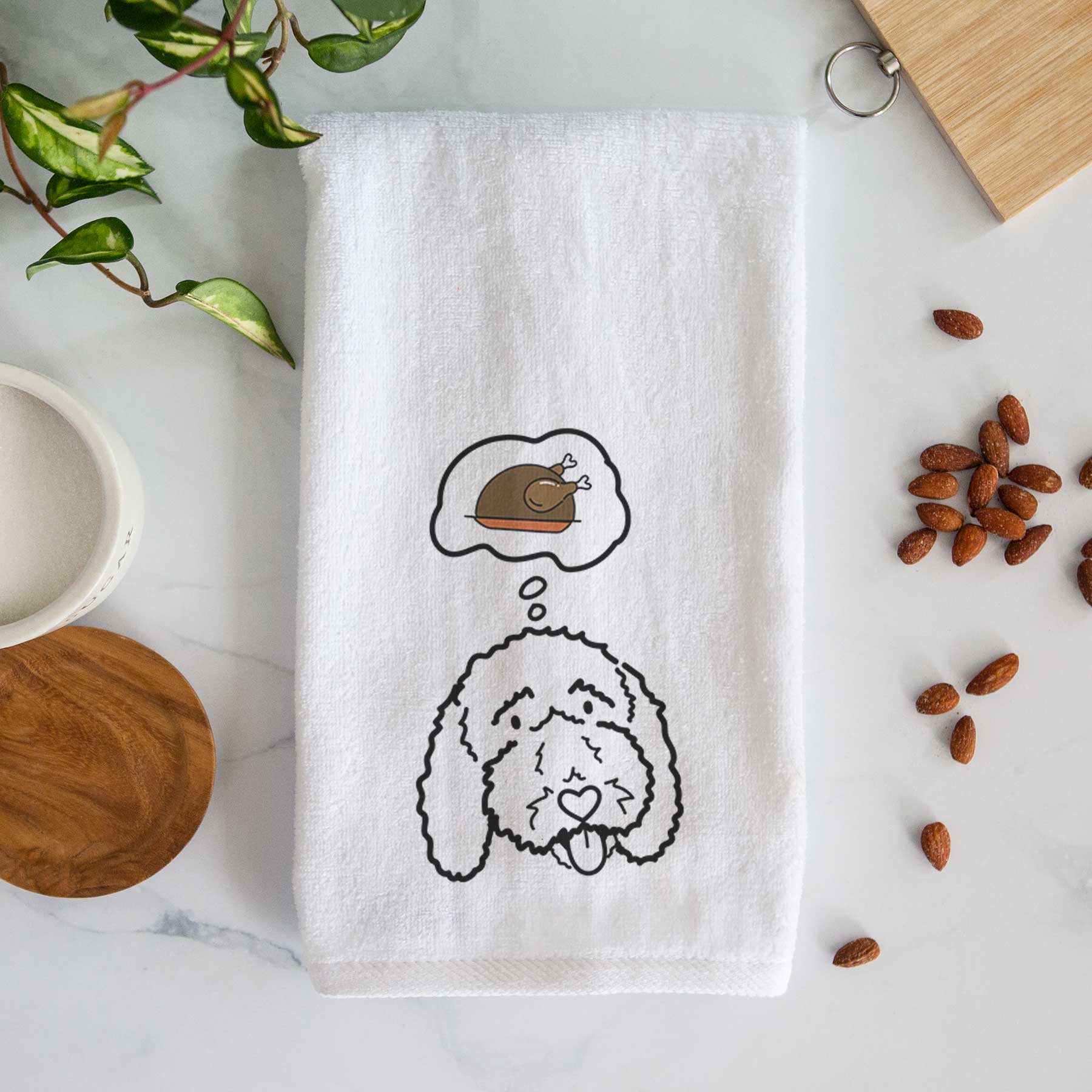 Turkey Thoughts Bernedoodle - Ruby - Decorative Hand Towel