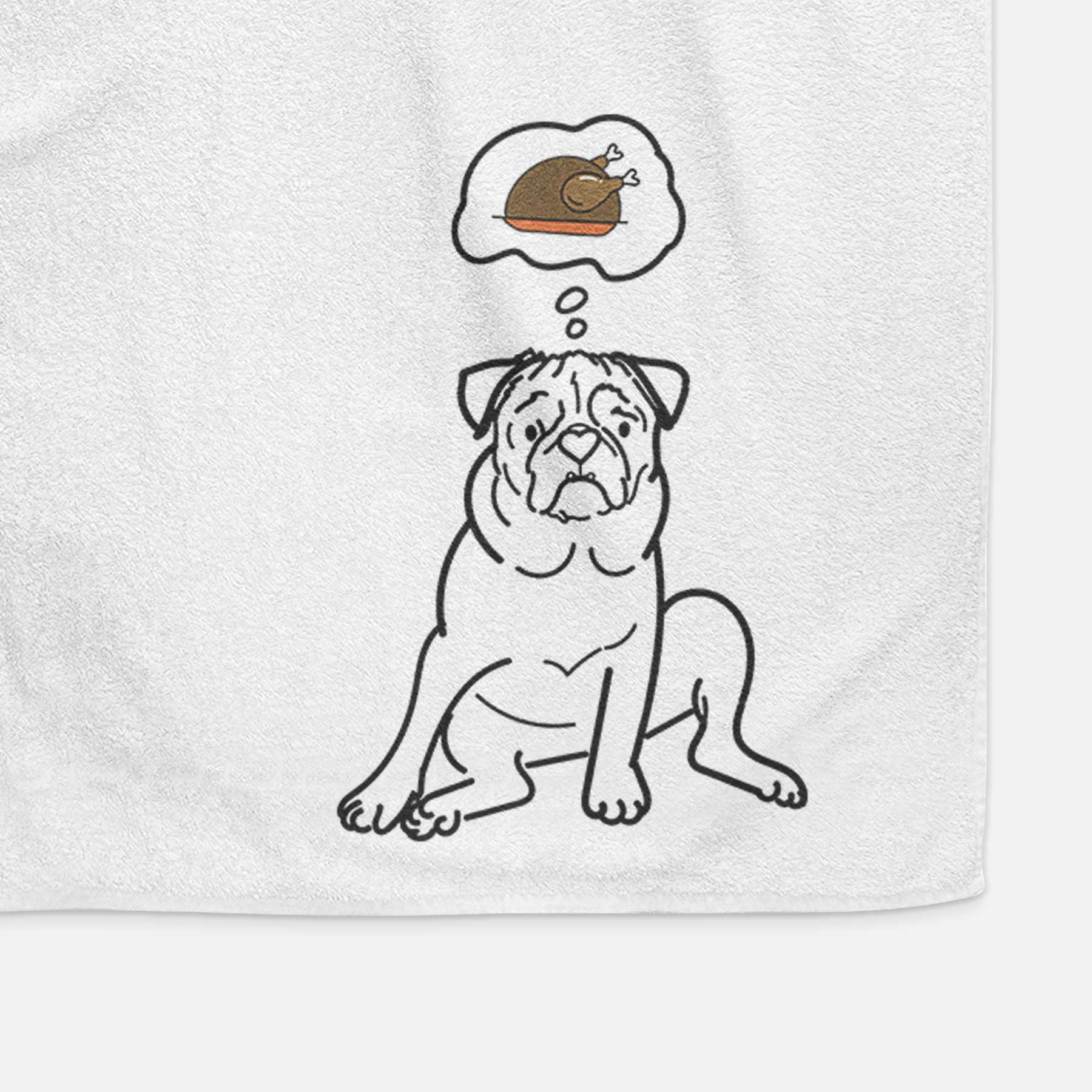 Turkey Thoughts Pug - Rudy - Decorative Hand Towel