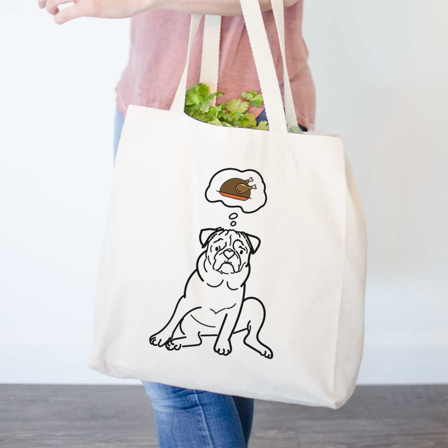 Turkey Thoughts Pug - Rudy - Tote Bag