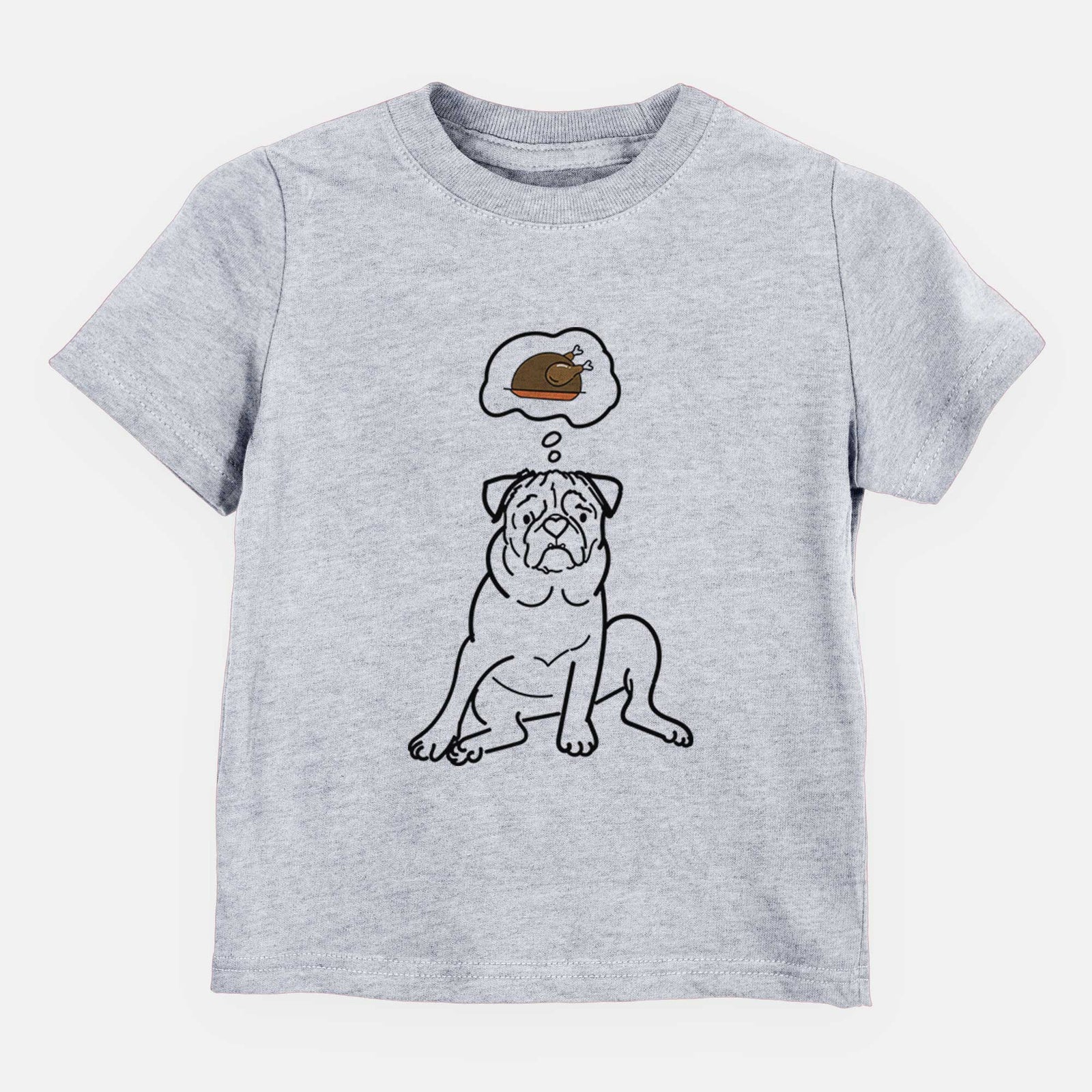 Turkey Thoughts Pug - Rudy - Kids/Youth/Toddler Shirt