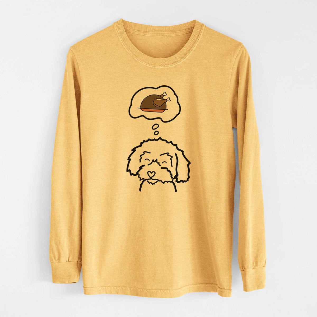 Turkey Thoughts Schnoodle - Heavyweight 100% Cotton Long Sleeve