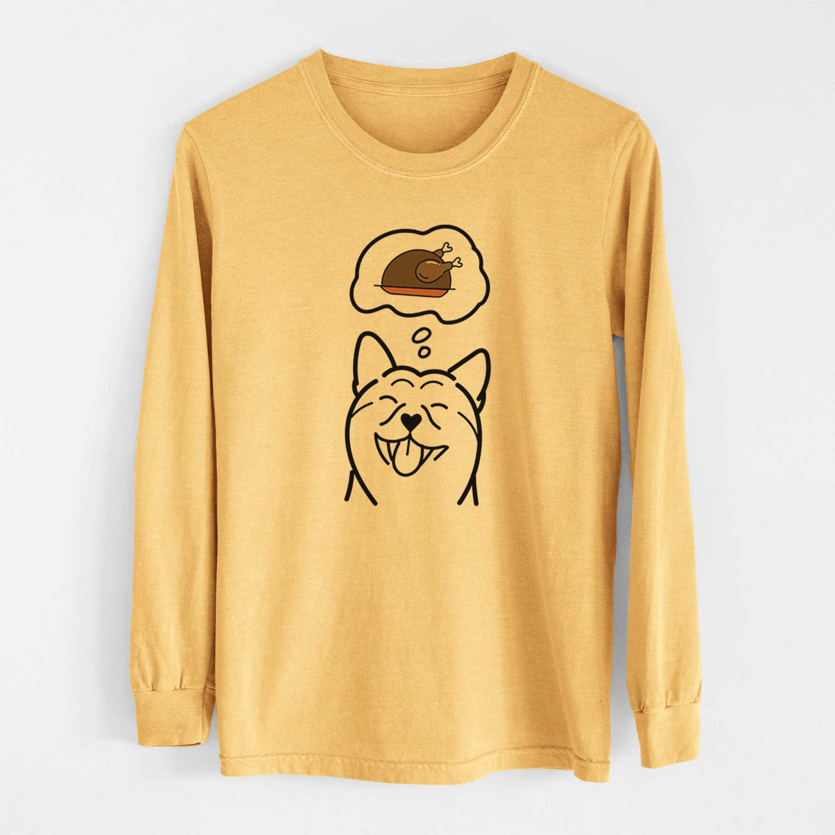 Turkey Thoughs Shiba Inu - Heavyweight 100% Cotton Long Sleeve