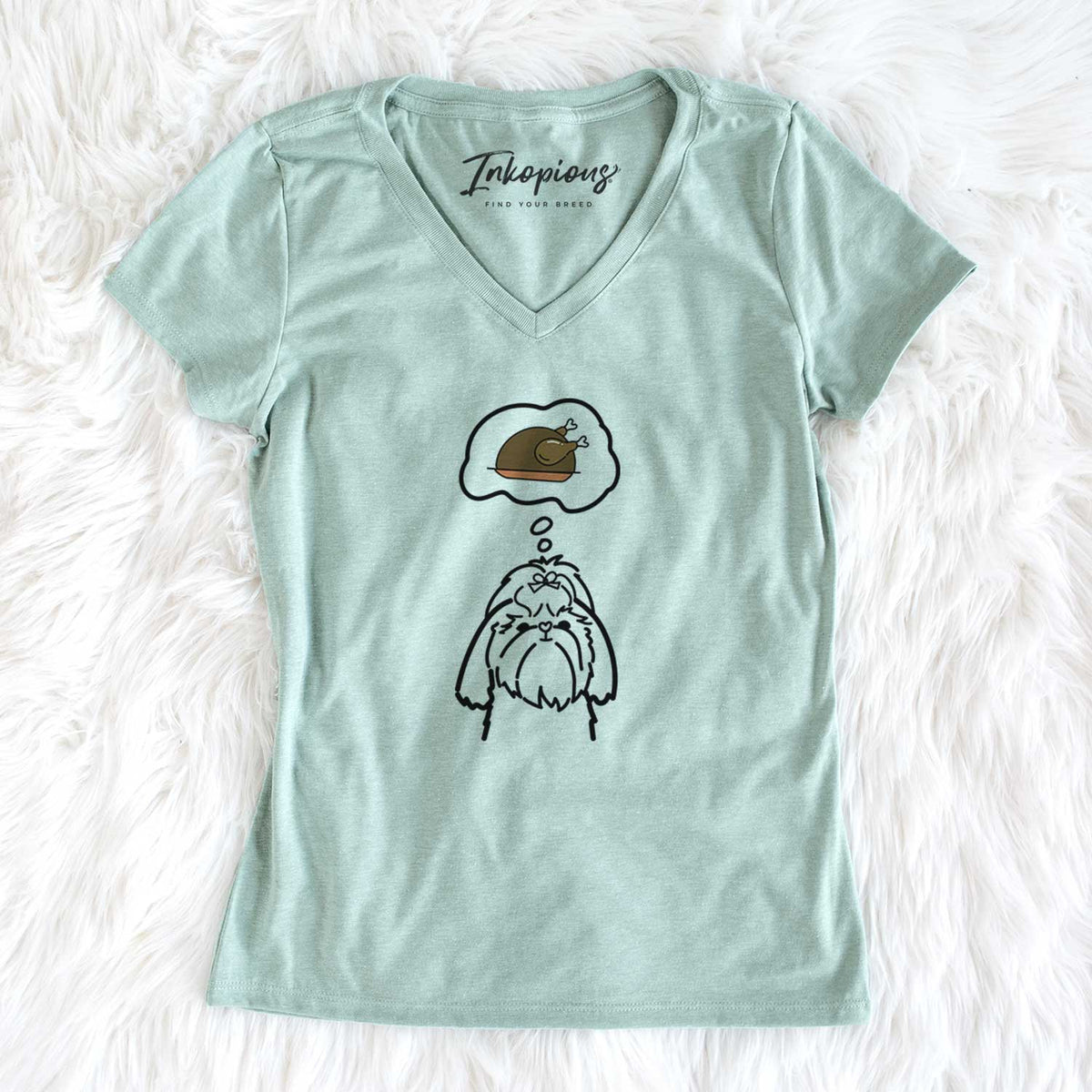 Turkey Thoughts Shih Tzu - Women&#39;s V-neck Shirt