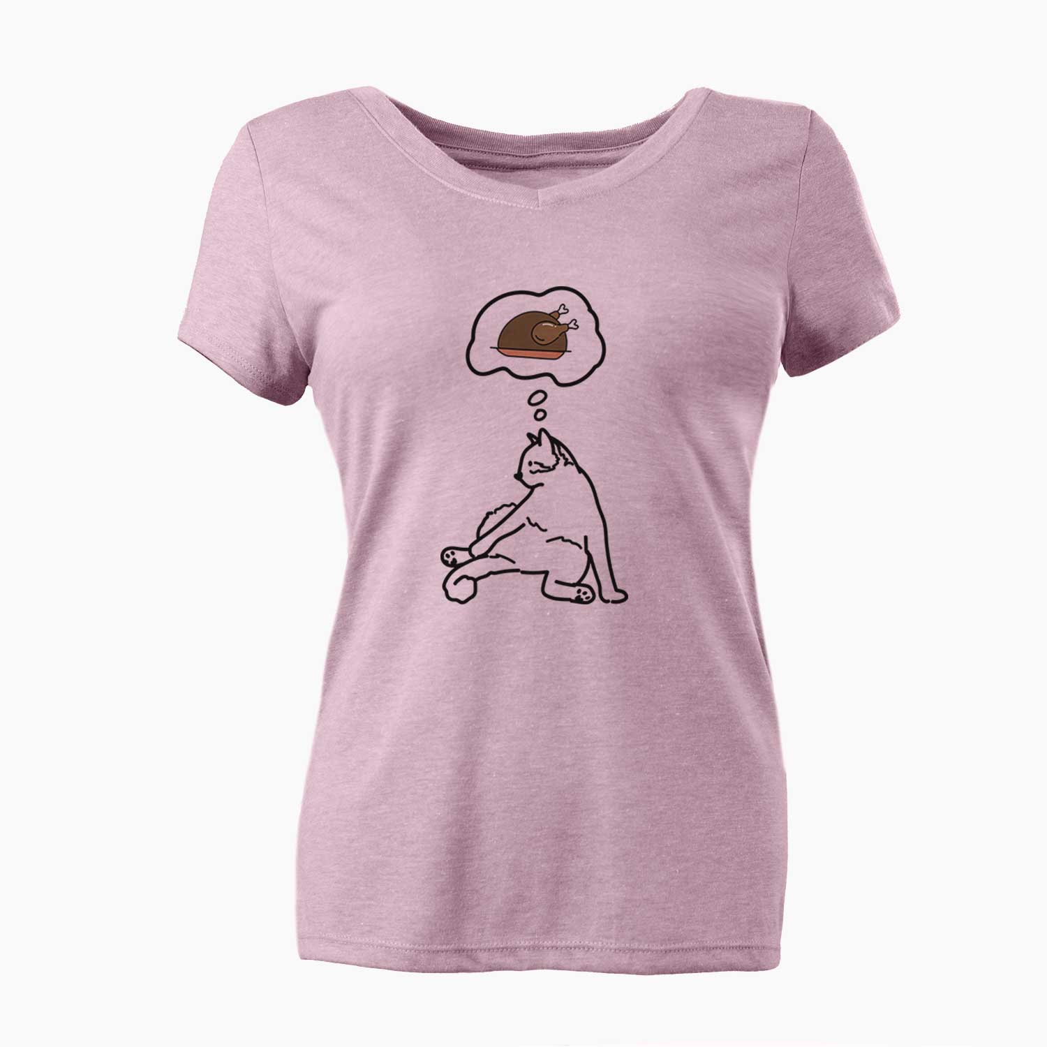 Turkey Thoughts Cat - Tom - Women's V-neck Shirt