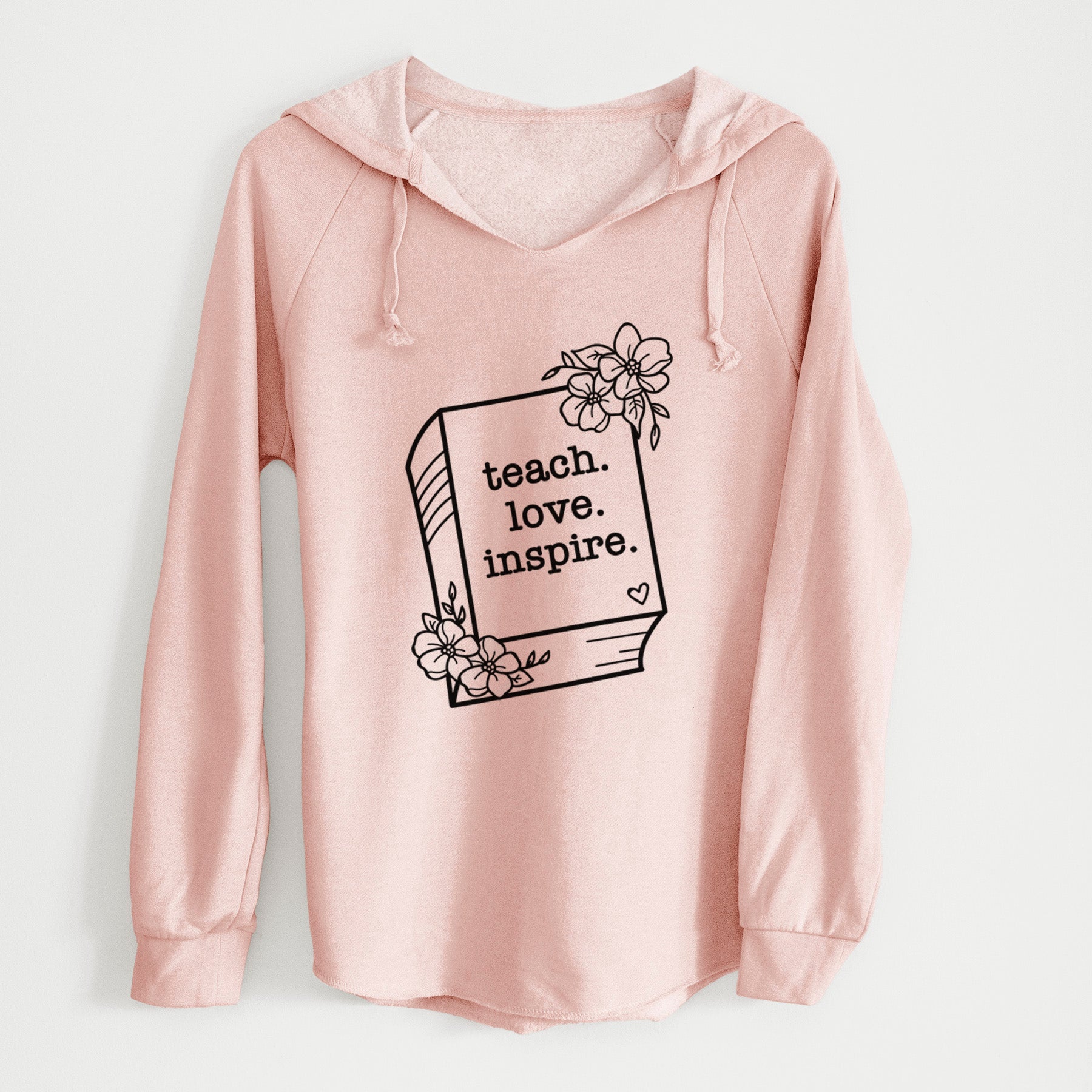 Teach. Love. Inspire. - Floral Book - Cali Wave Hooded Sweatshirt