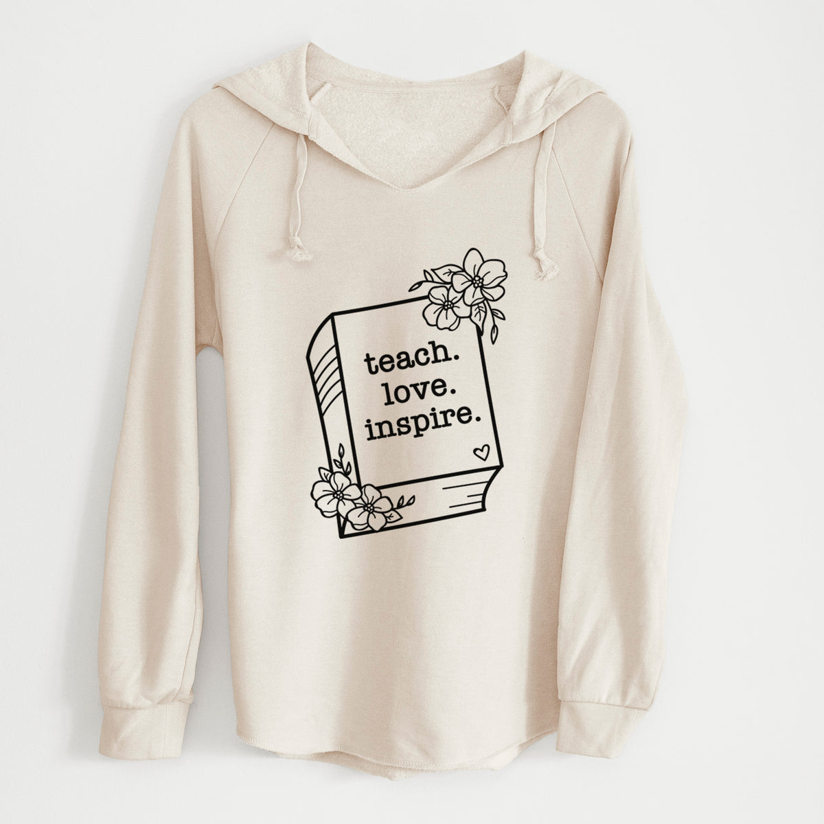 Teach. Love. Inspire. - Floral Book - Cali Wave Hooded Sweatshirt