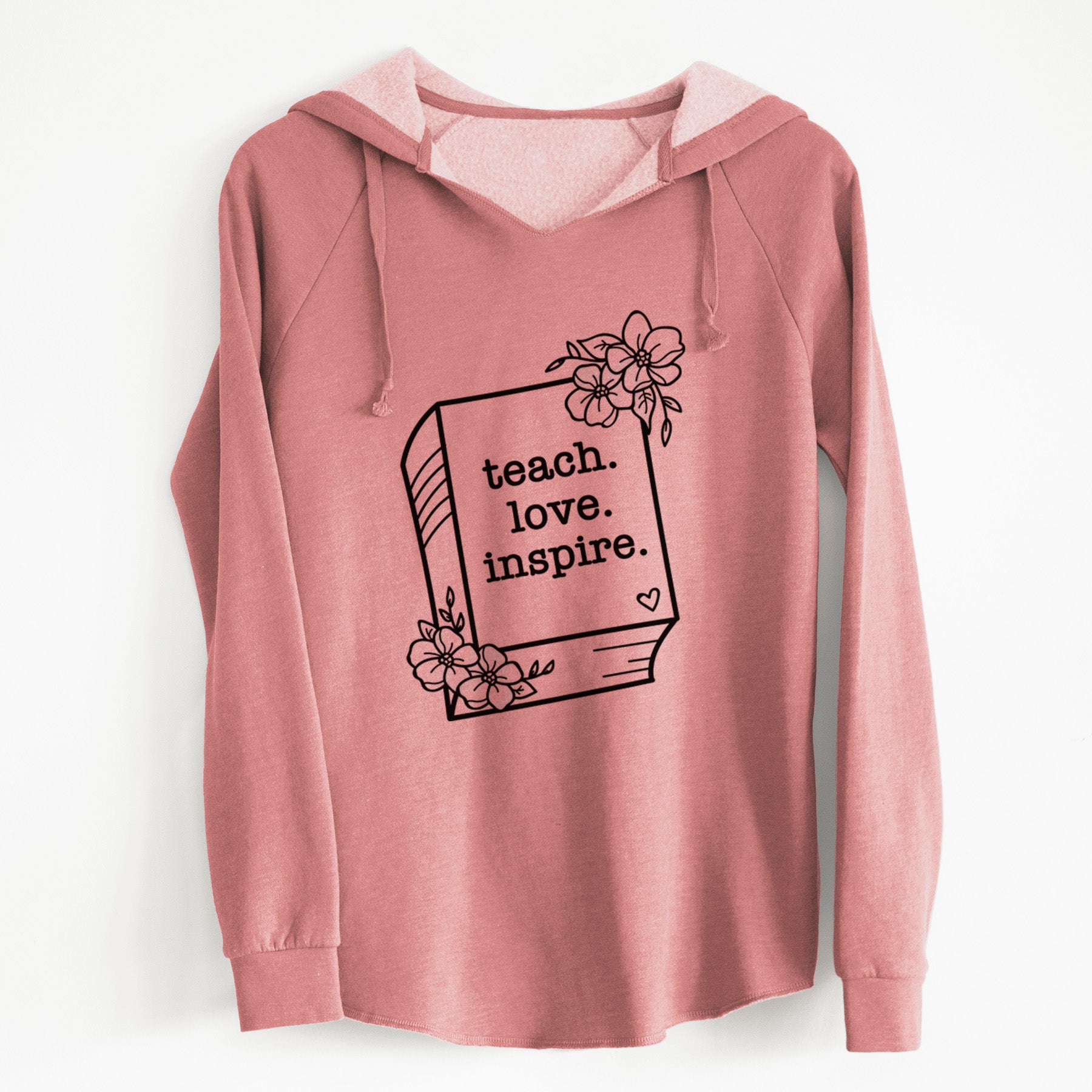 Teach. Love. Inspire. - Floral Book - Cali Wave Hooded Sweatshirt