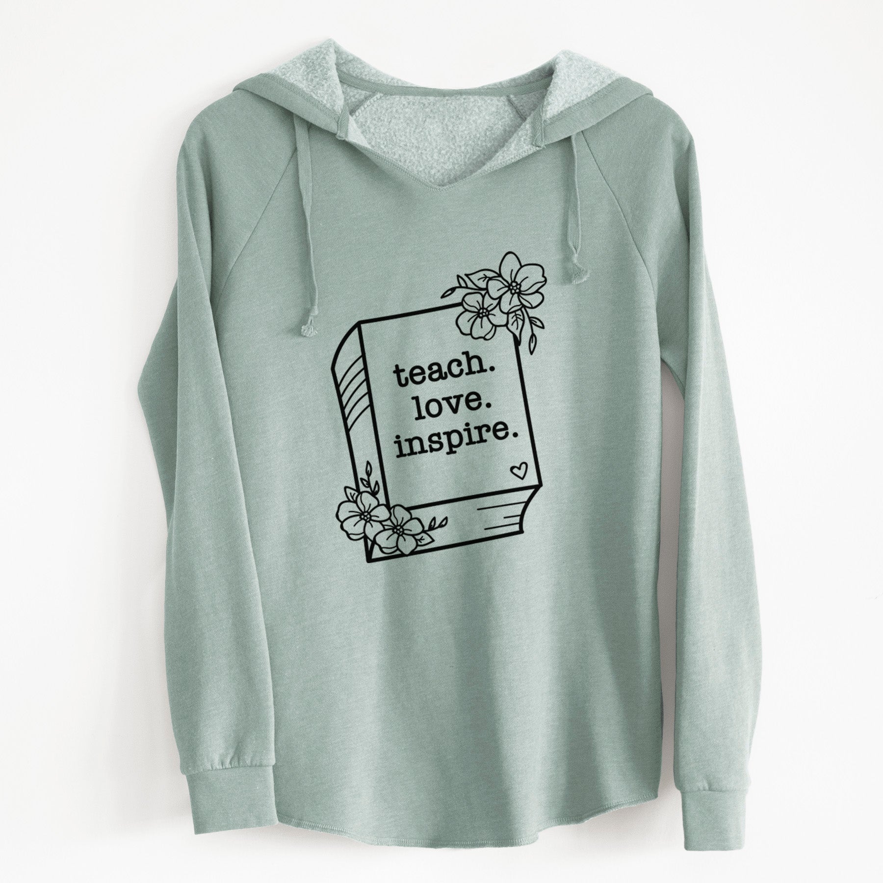 Teach. Love. Inspire. - Floral Book - Cali Wave Hooded Sweatshirt