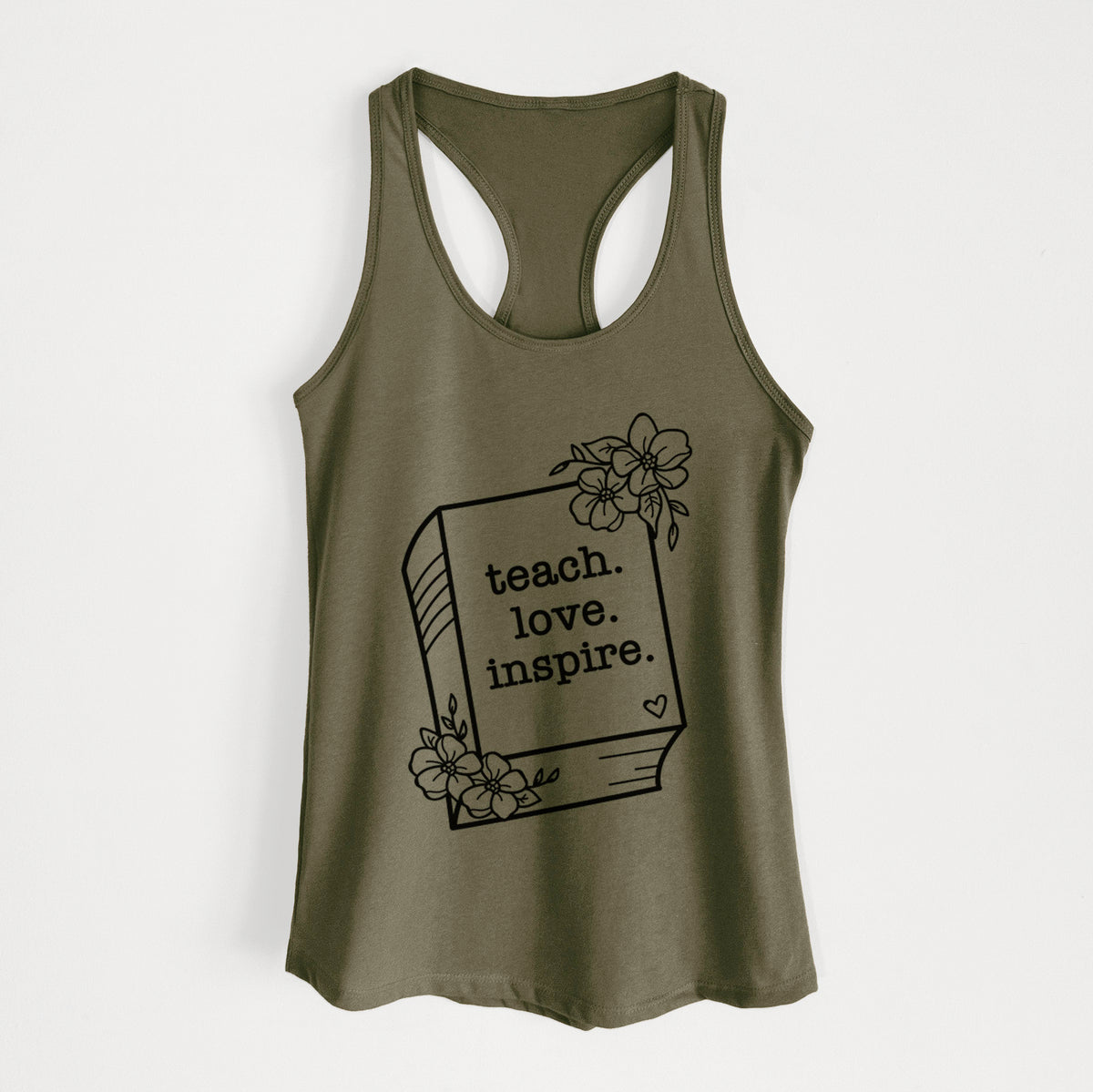 Teach. Love. Inspire. - Floral Book - Women's Racerback Tanktop